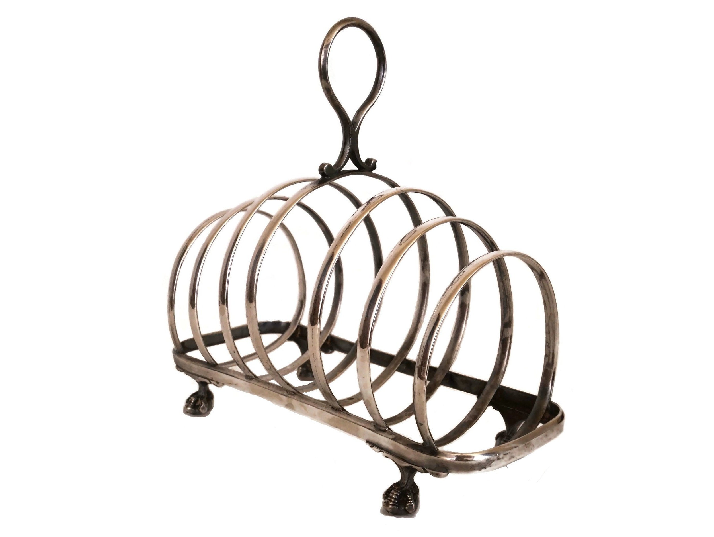 Art Deco Silver Toast Rack, Six Slot Toast Server, Antique Letter or Napkin Holder