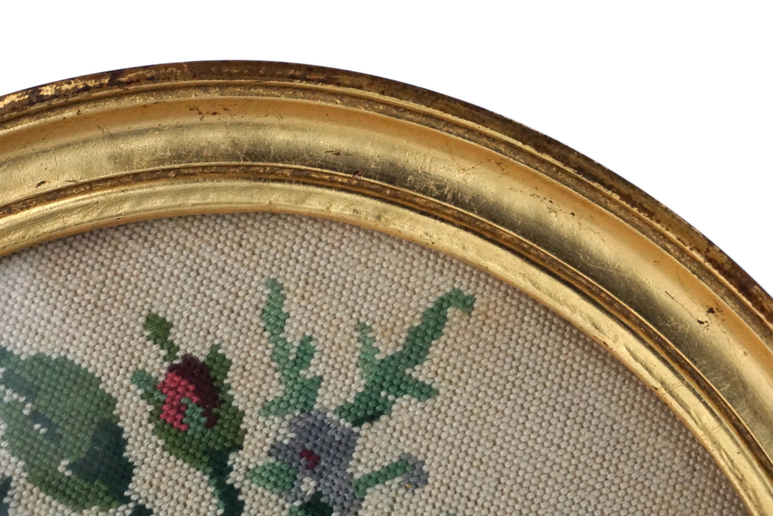 Reserved Antique French Flower Needlepoint Tapestry, Framed Floral Art