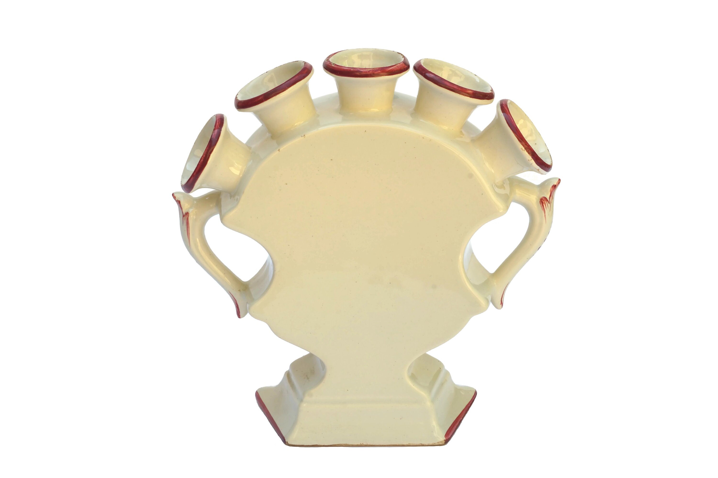 French Ceramic Tulip Vase, Hand Painted Pottery Flower Holder