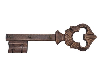 Rustic Wooden Key Hooks Rack, Entry Way Wall Hanging Organizer