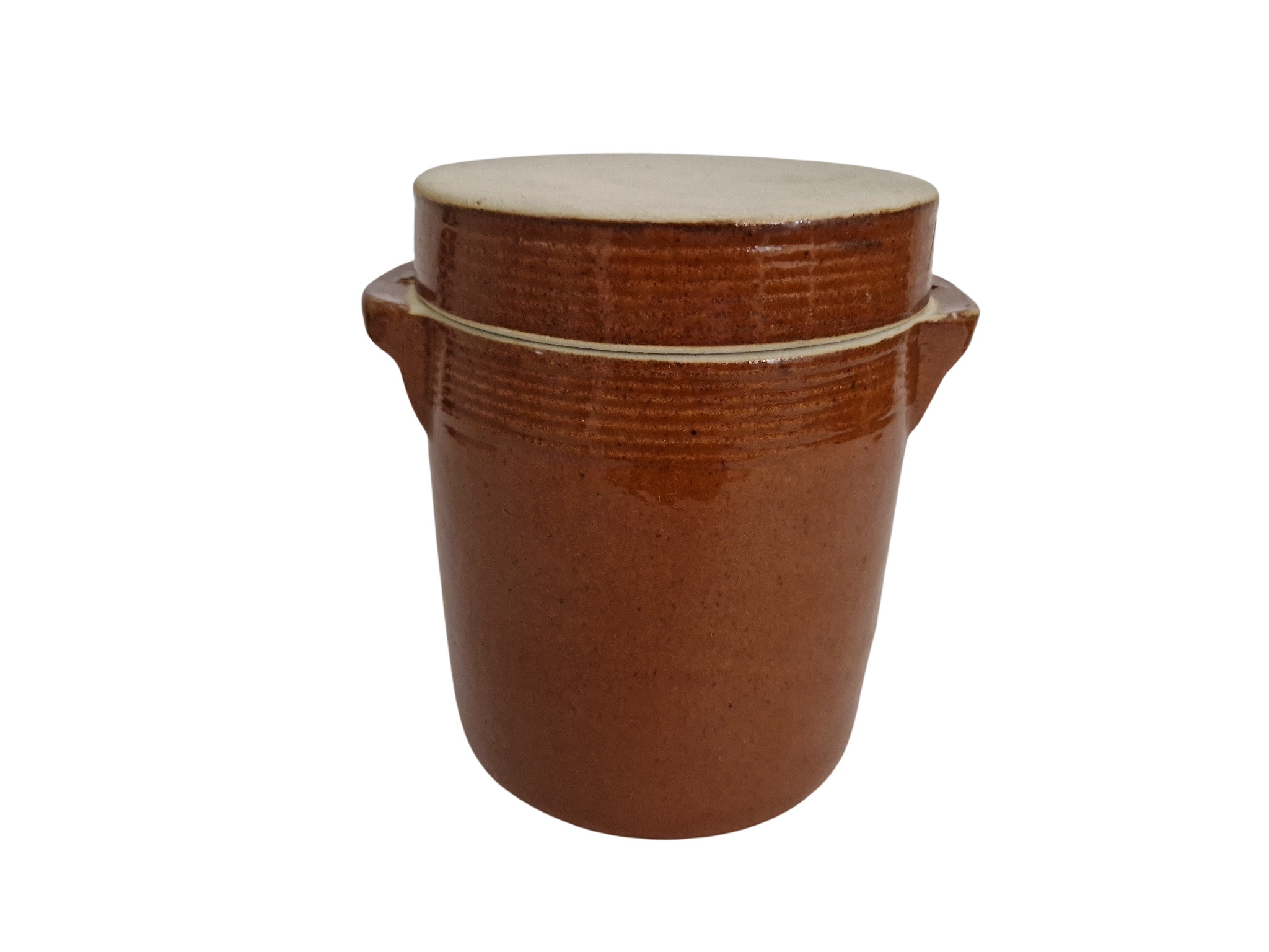 French Confit Pot Crock, Rustic Stoneware Jar