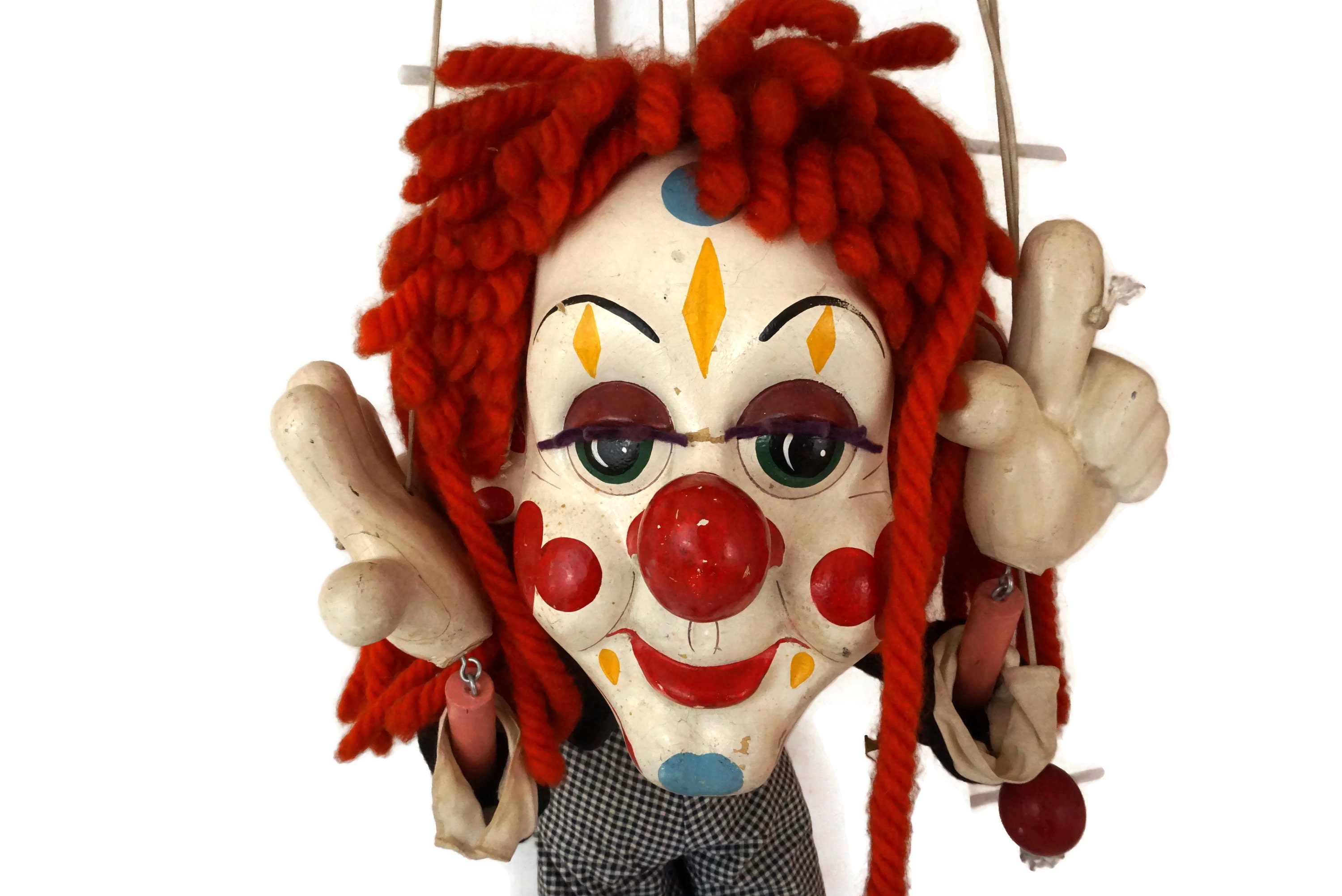 Giant Pelham Bimbo Clown Puppet, 1960s Large String Toy