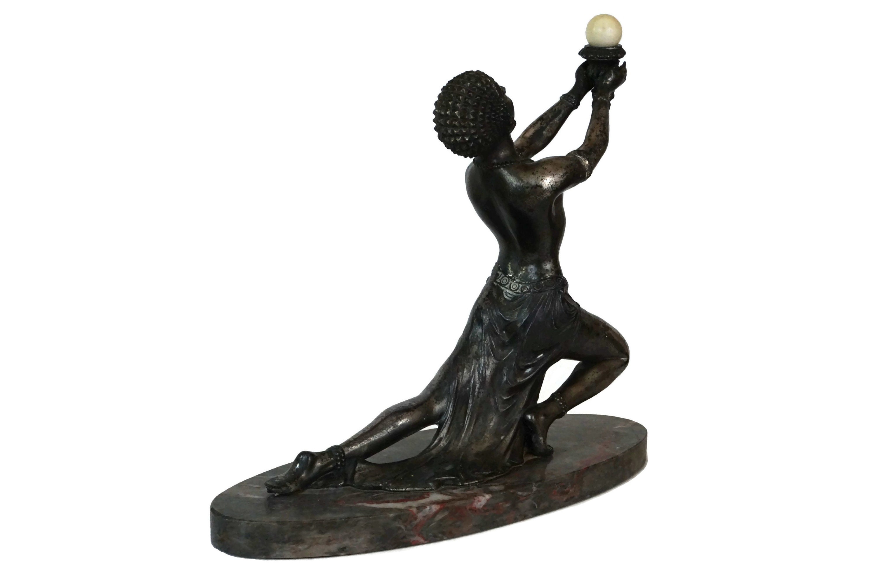 Art Deco Lady Figurine Statue, Antique French Exotic Dancer Sculpture
