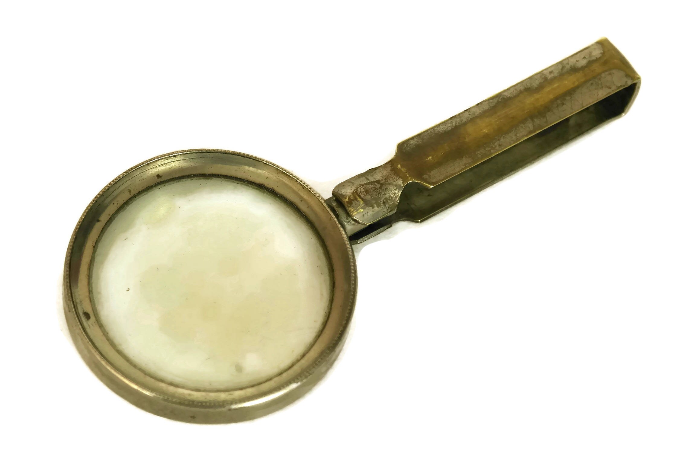 Antique Magnifying Glass with Folding Handle. French Desk Accessory