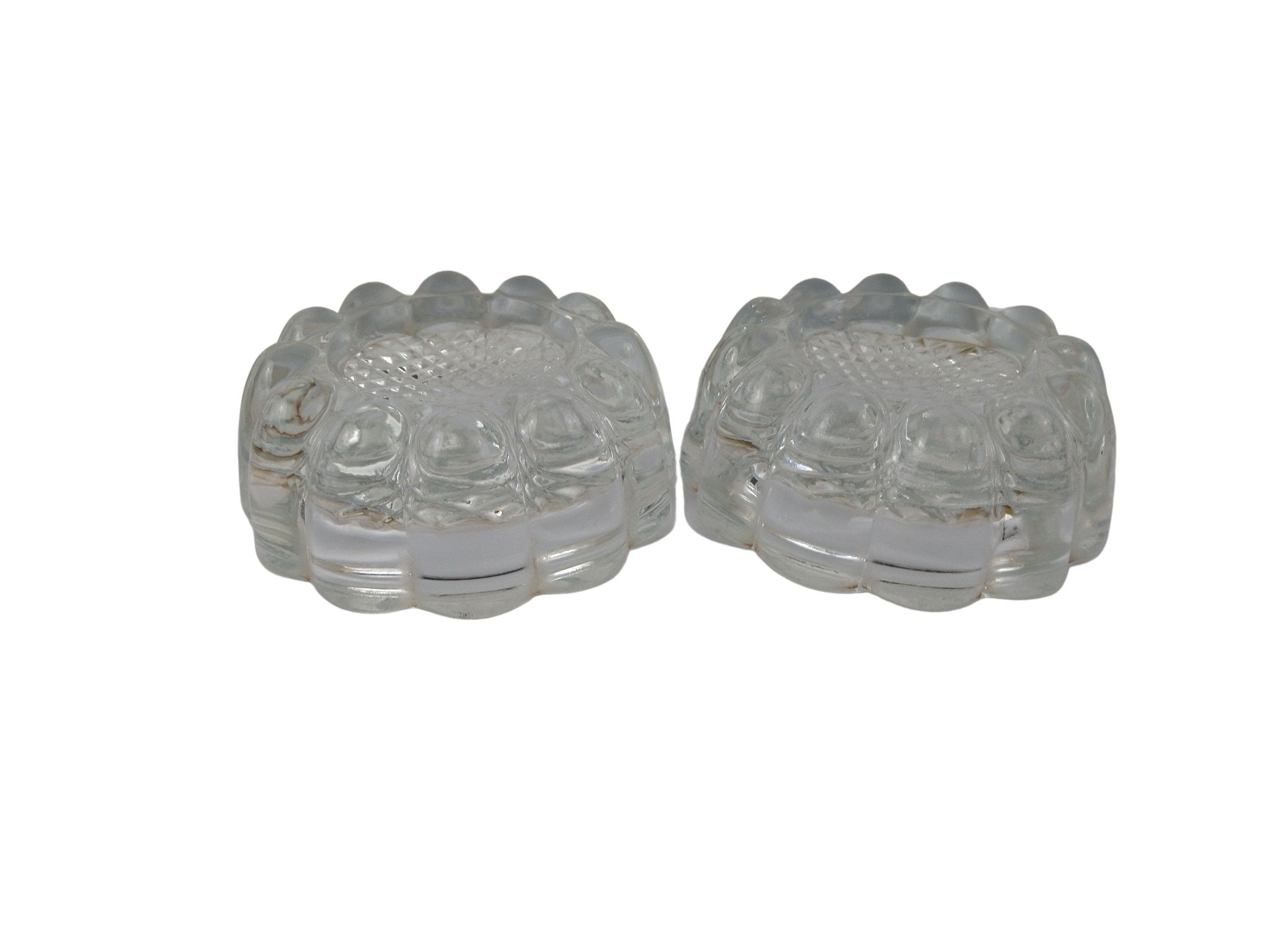 French Antique Glass Furniture Caster Cups, Set of 4 Table Leg Furniture Coasters