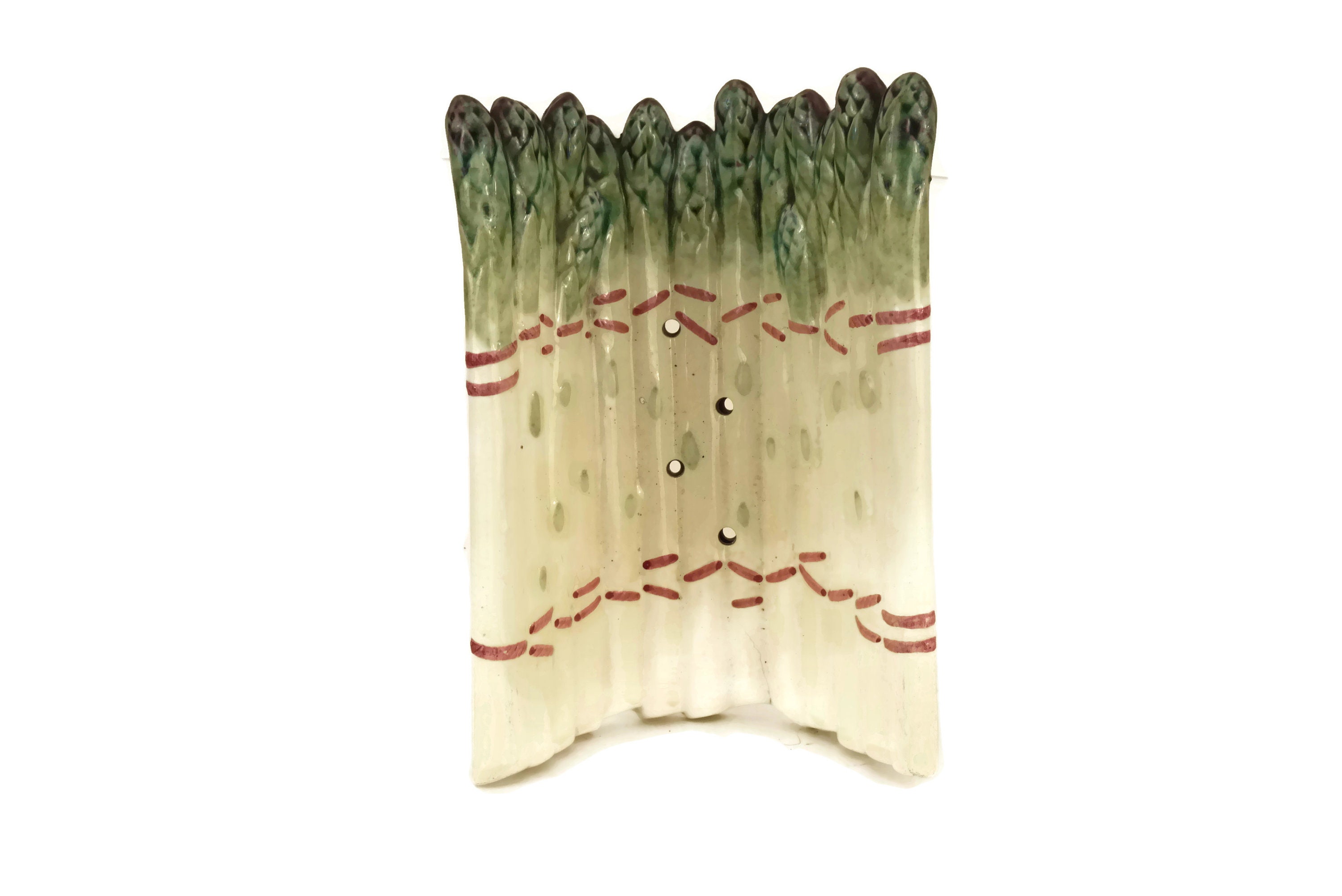 Antique Asparagus Server Platter, French Majolica Cradle and Drainer