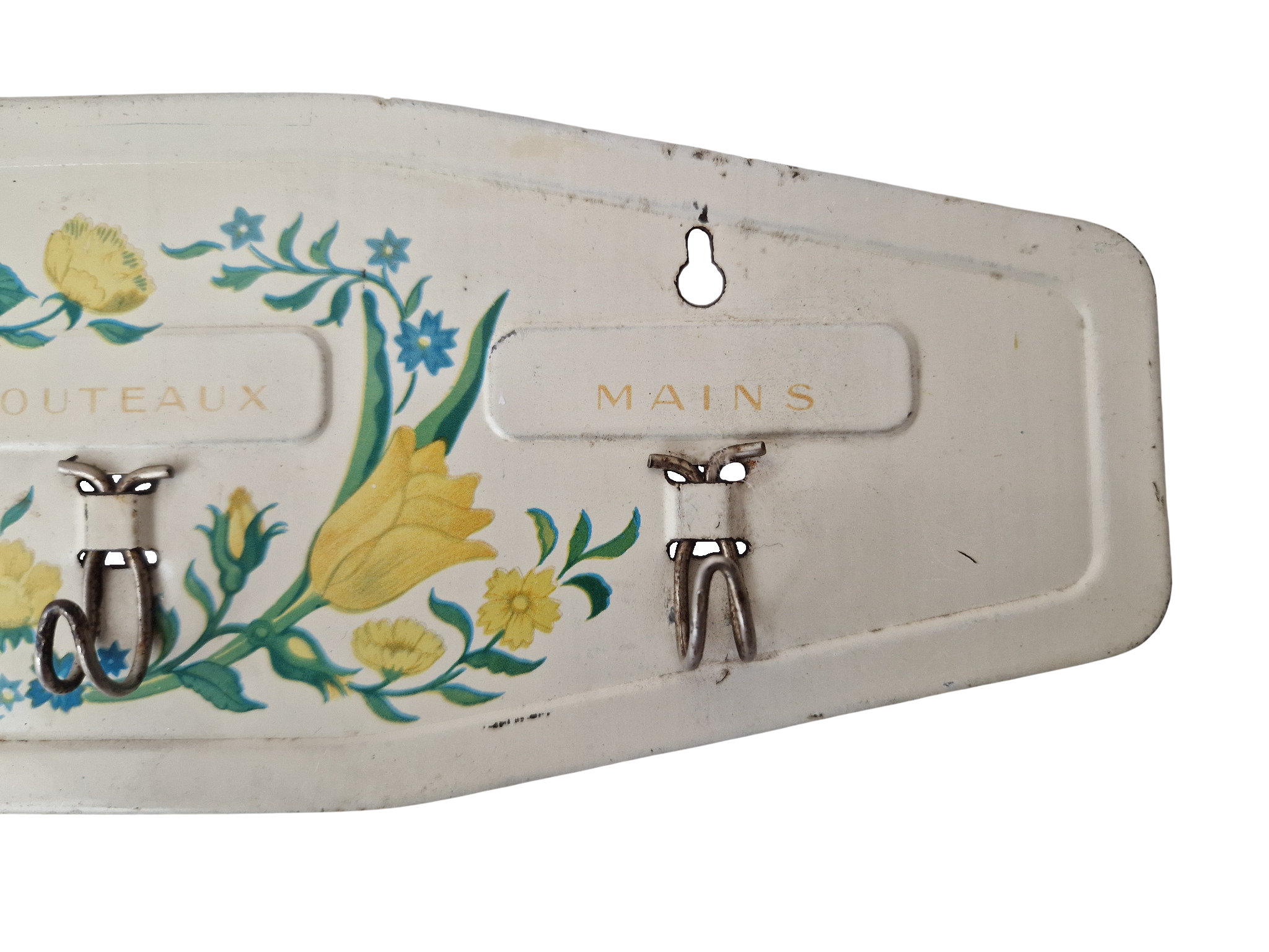 Mid Century French Dish Towel Holder, Shabby Vintage Kitchen Tea Cloth