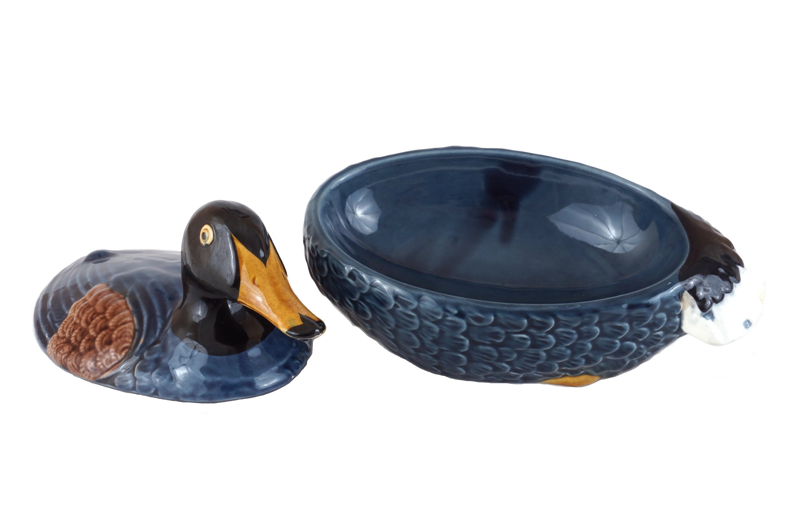 Majolica Duck Tureen by Michel Caugant, Foie Gras Terrine, Woodland