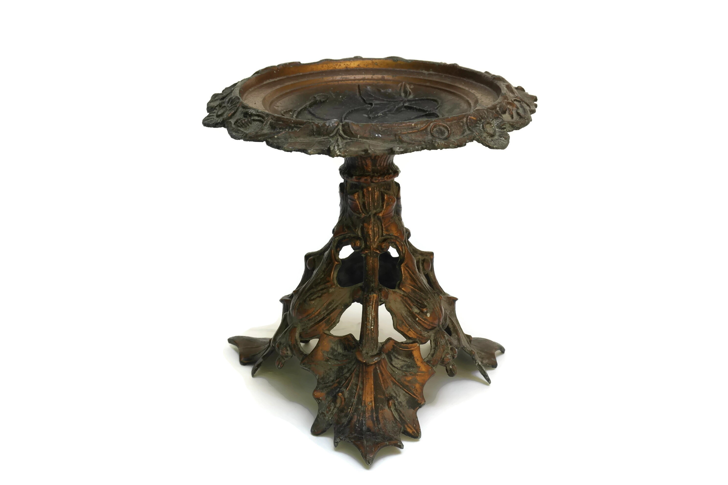 Antique French Pot Plant Stand with Victorian Ivy Leaf Patterns.