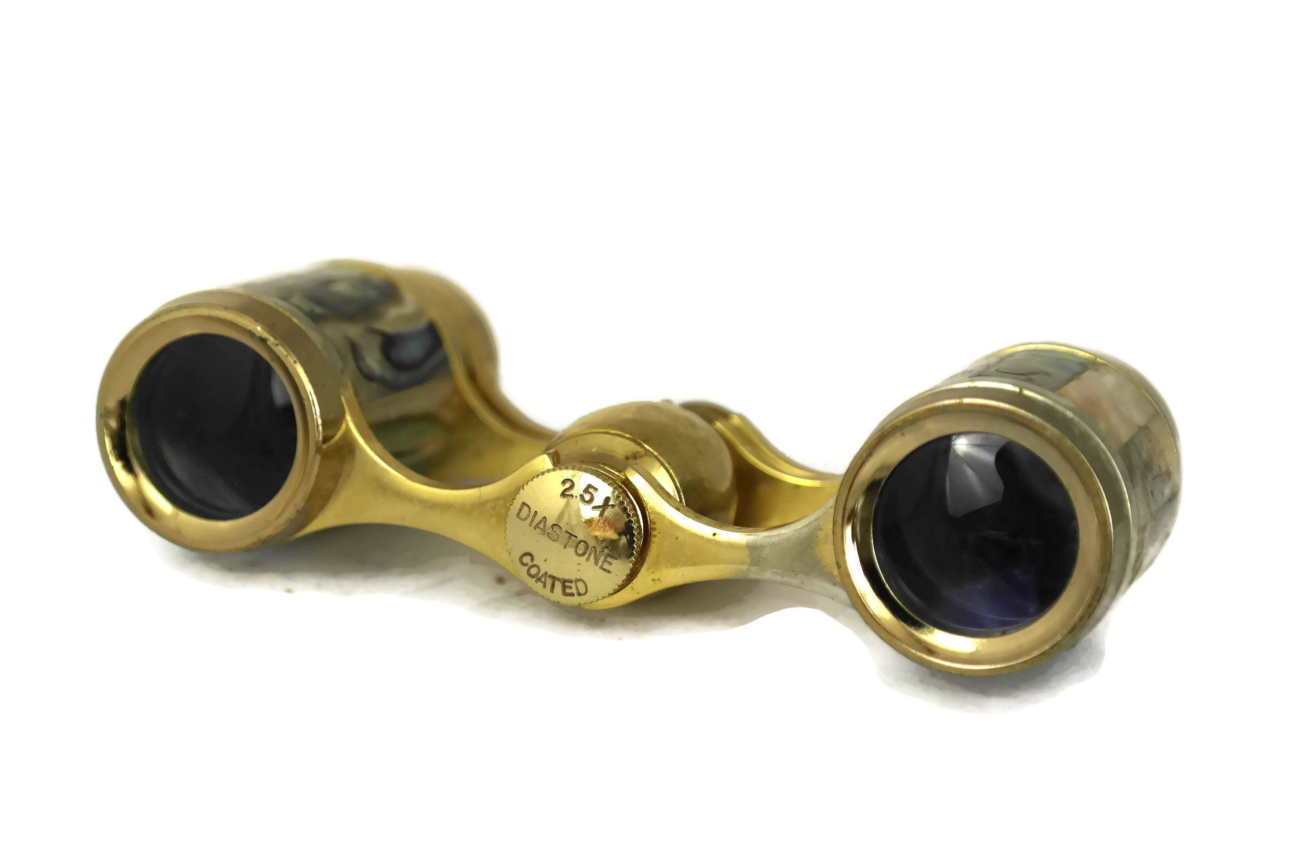 Vintage Opera Viewing Glasses. Mid Century Brass and Mother of Pearl