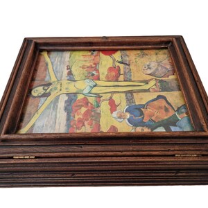 Wooden Key Holder Cabinet with The Yellow Christ by Gauguin