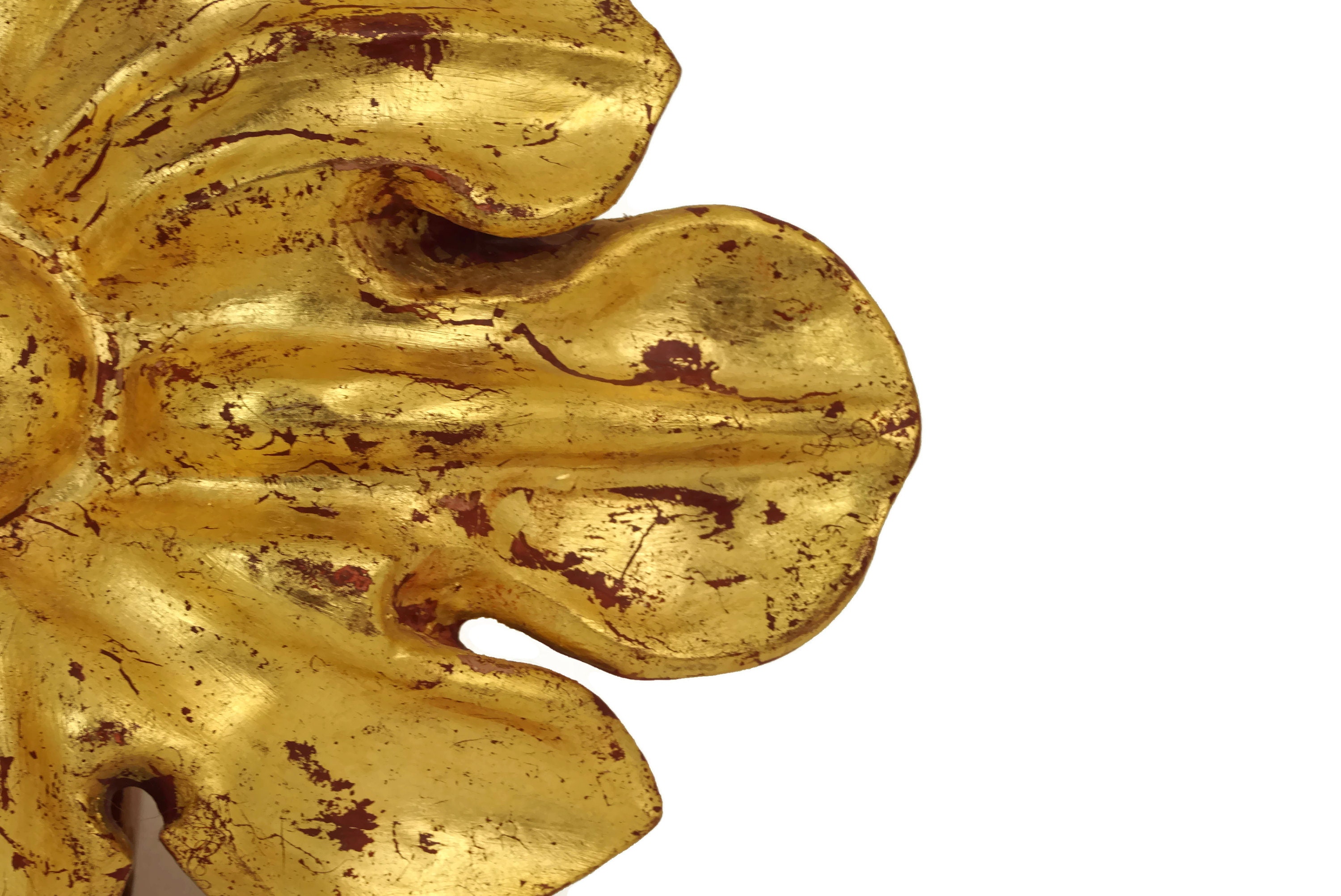 Antique Gilt Carved Wood Flower Wall Hanging