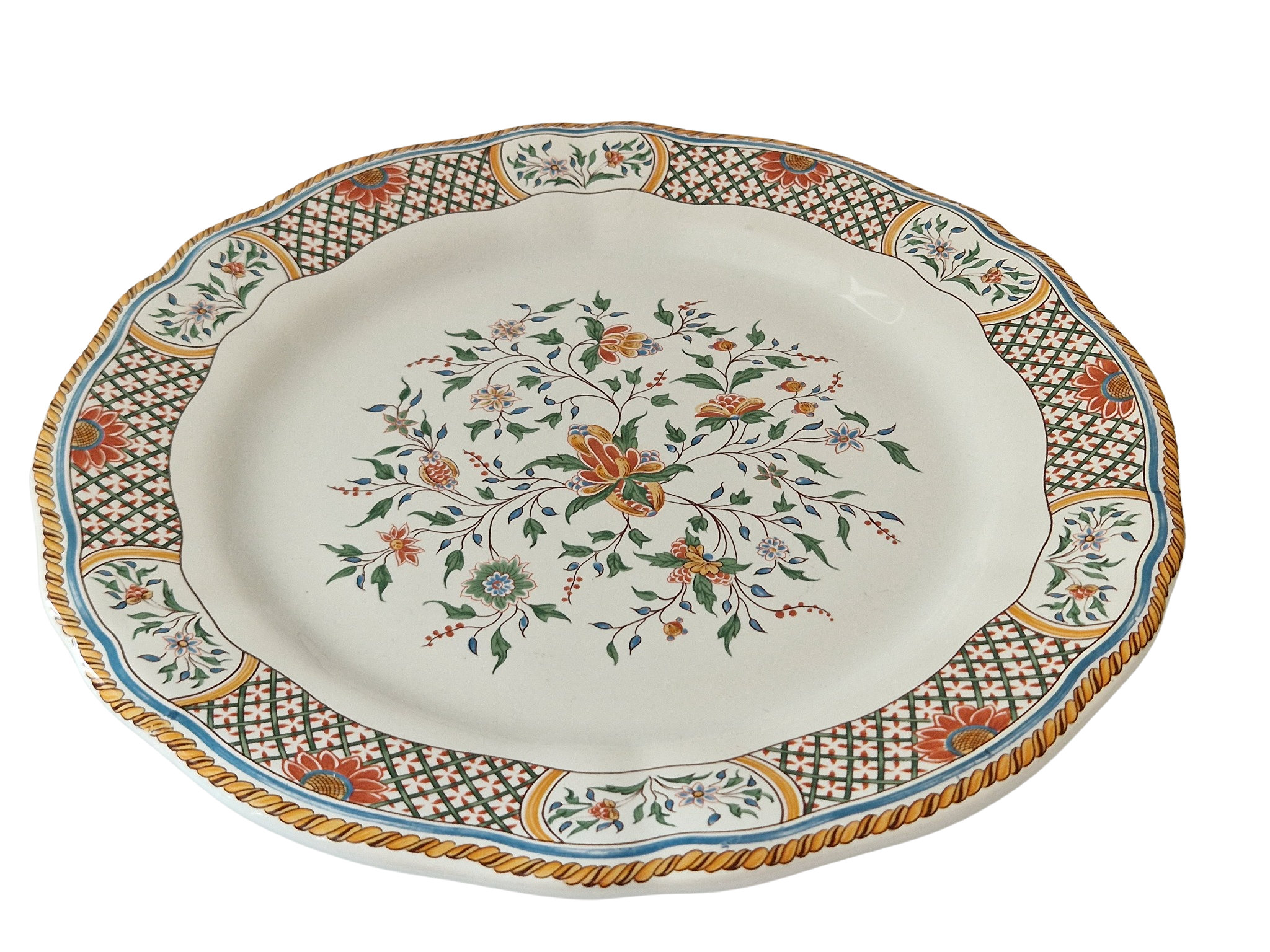 French Cake Plate By Gien In 18th Century Rouen Au Sainfoin Pattern french-cake-plate-by-gien-in-18th-century-rouen-au-sainfoin-pattern
