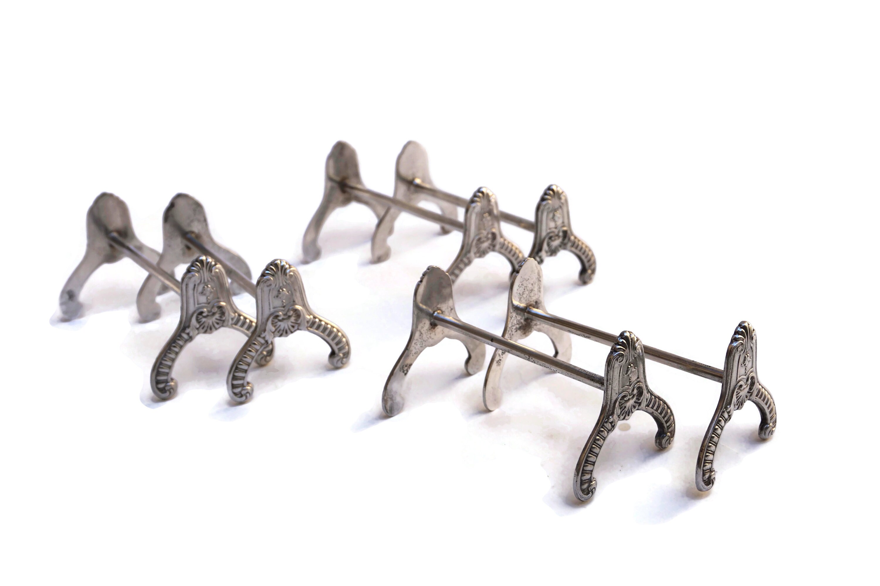 French Antique Boulenger Silver Knife Rests, 19th Century Silverware
