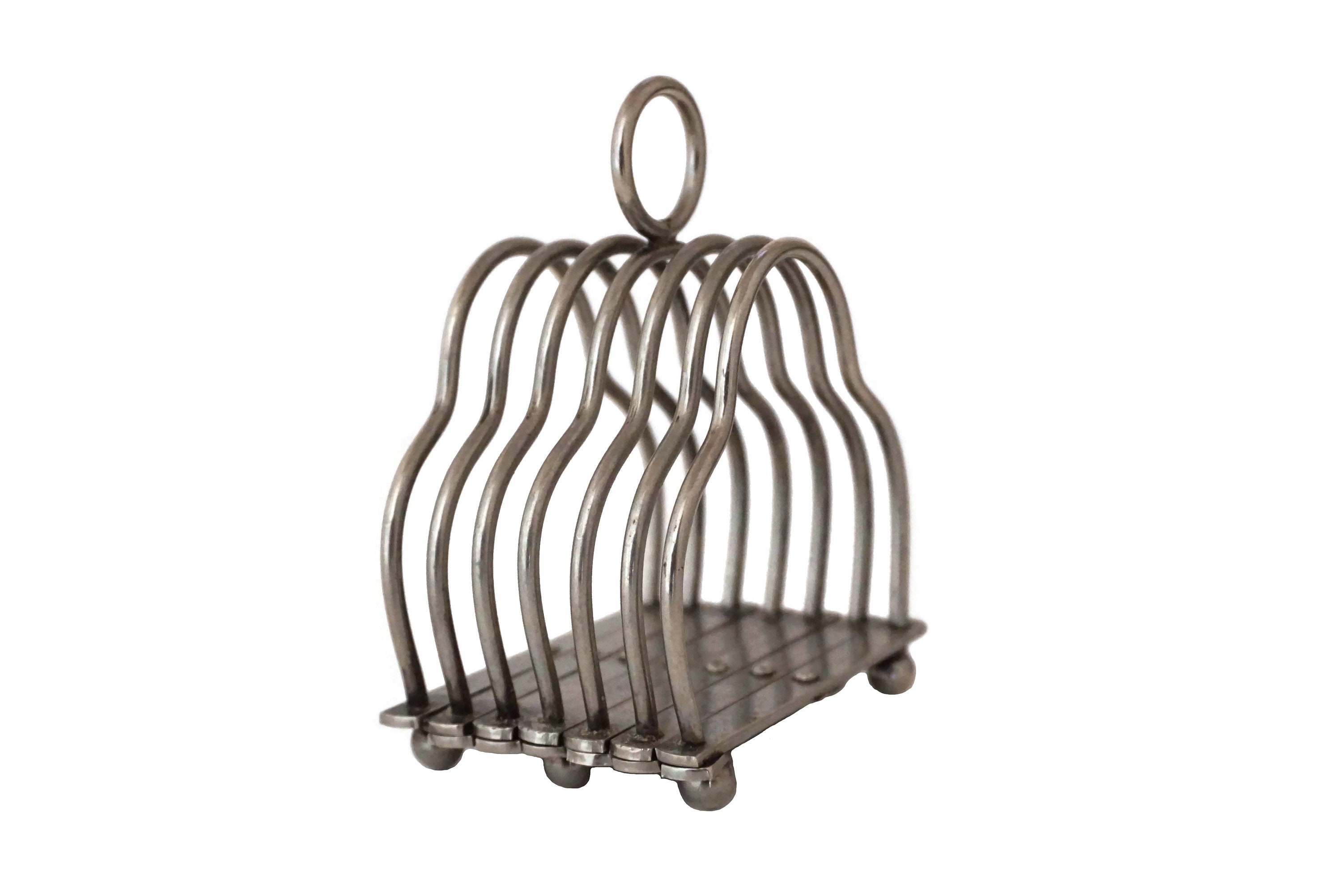 French Antique Toast Rack, Expanding Accordion Six Slot Toast Server