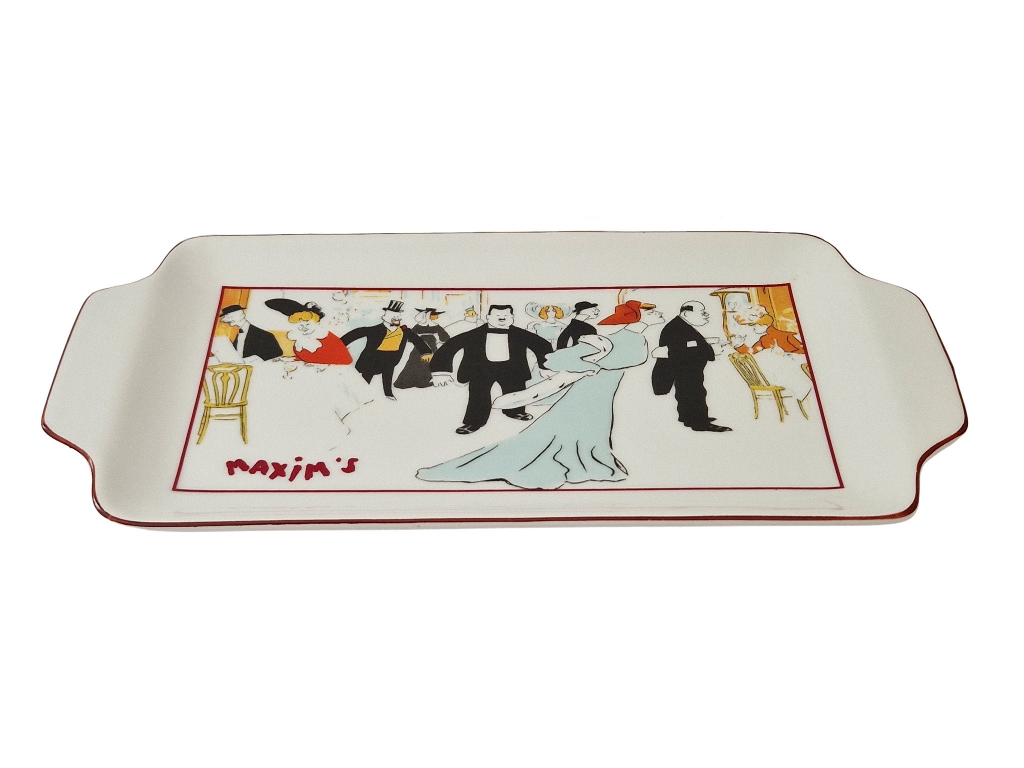 Maxims Restaurant Porcelain Plate, Paris Souvenir Snack Tray
