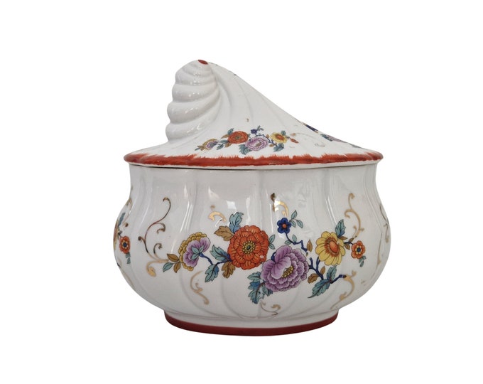 French Couleuvre Porcelain Bonbonniere by Albert Laurent, Floral Candy Dish