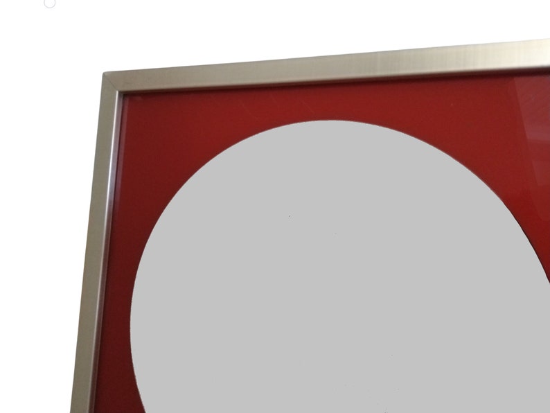 1970s Op Art Wall Mirror with Aluminium Frame, Retro Home Decor image 7