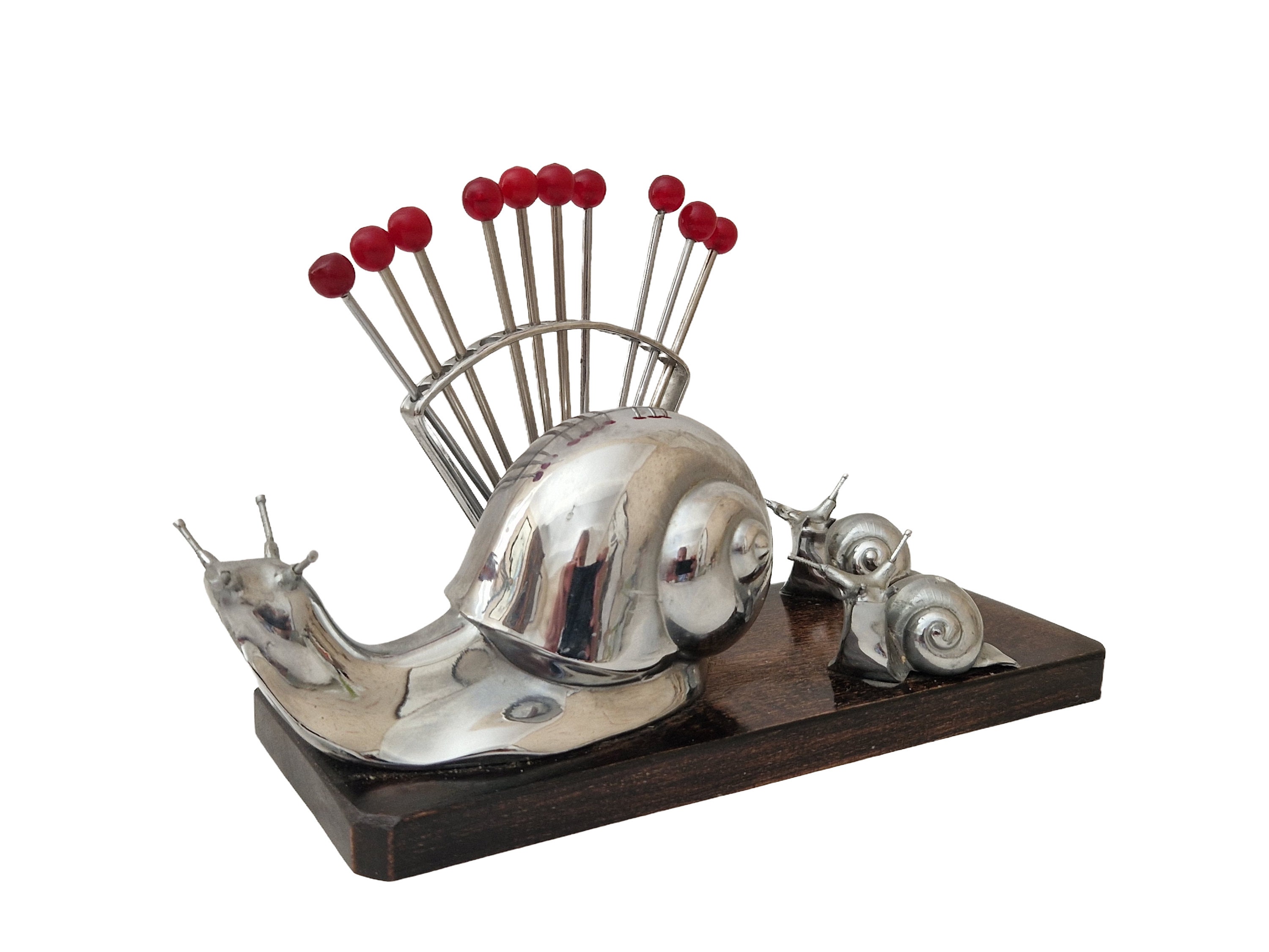 RESERVED for Chantal. Art Deco French Escargot Picks Holder, Family of
