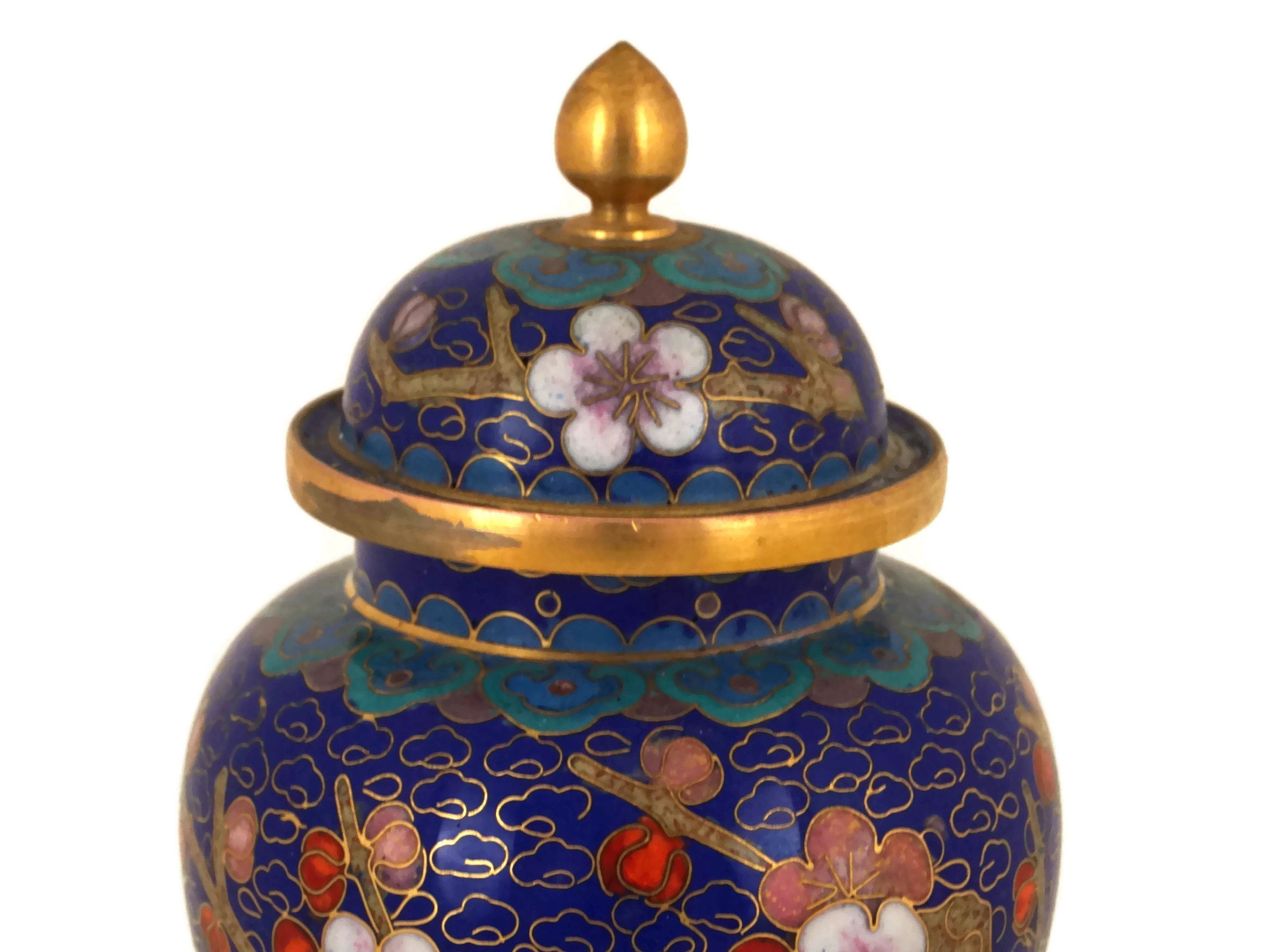 Vintage Cloisonne Vase with Lid