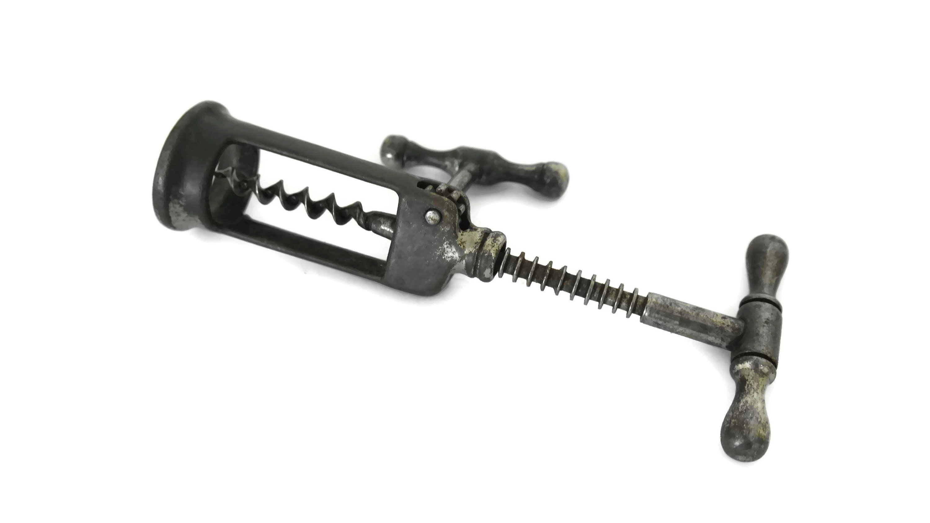 Antique French Rack and Pinion Corkscrew, King Screw, Collectible Wine