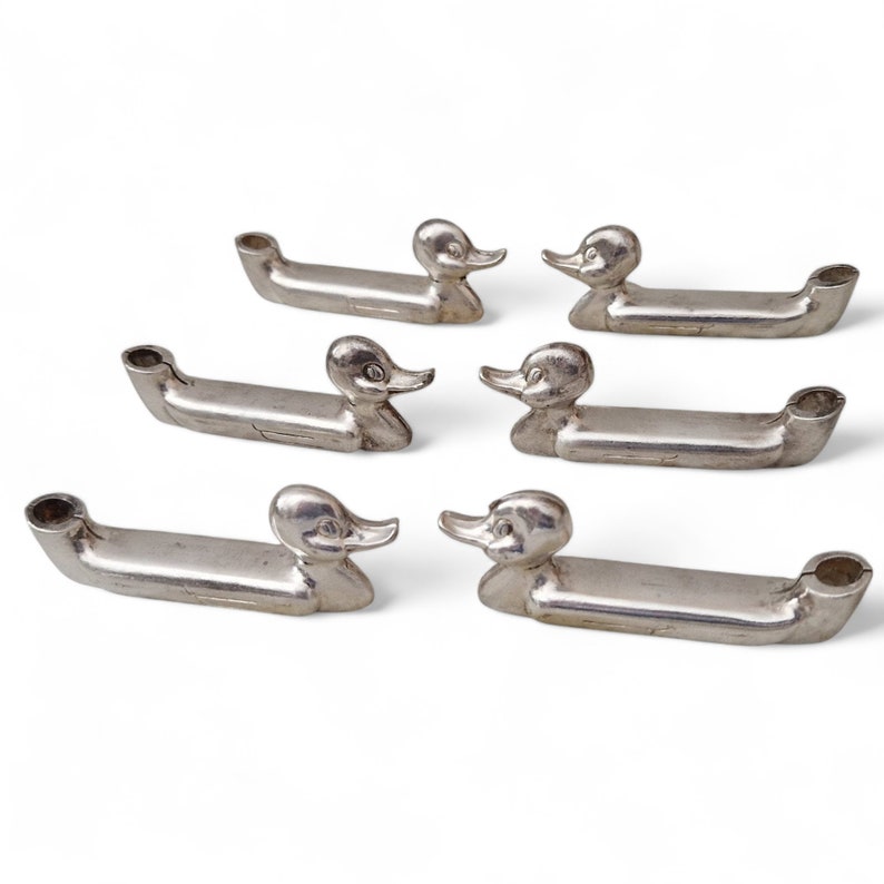 Duck Knife Rests and Place Holders, Set of 6, Ducky Cutlery and Name card Holders