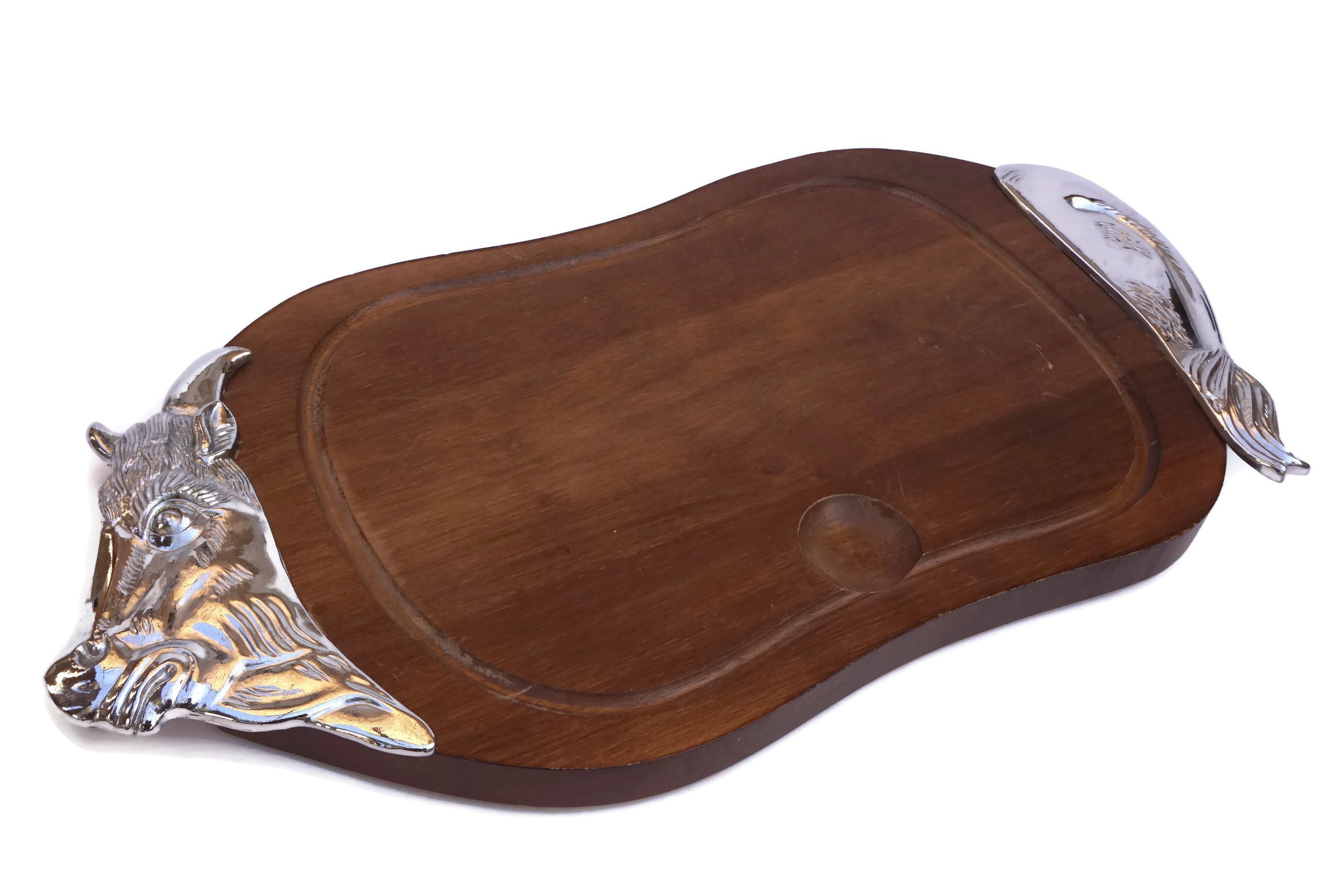 Vintage Wooden Meat Cutting Board, French BBQ Chopping Platter