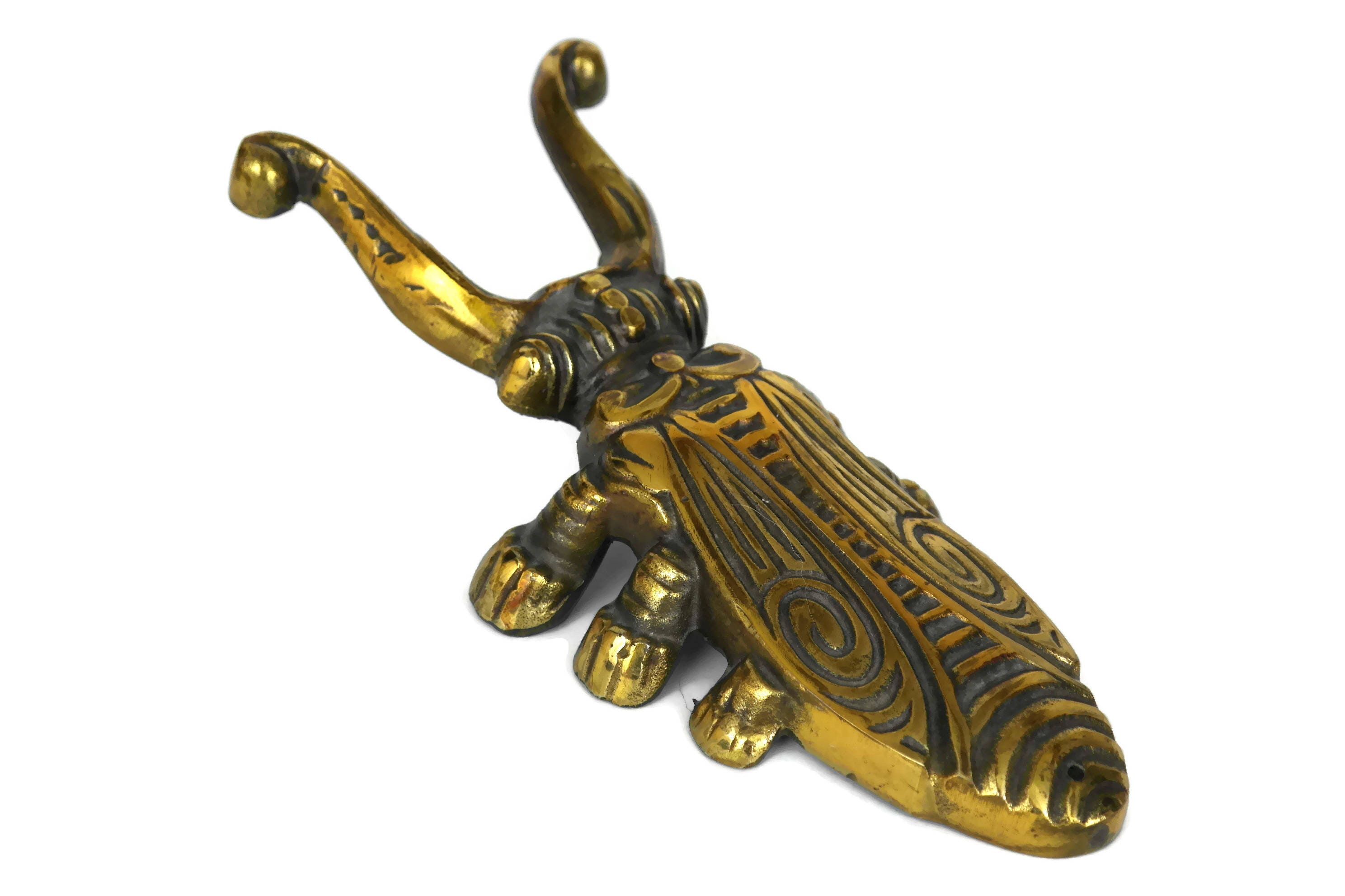 Beetle Boot Jack. French Vintage Boot Pull Remover. Cast Brass Scarab