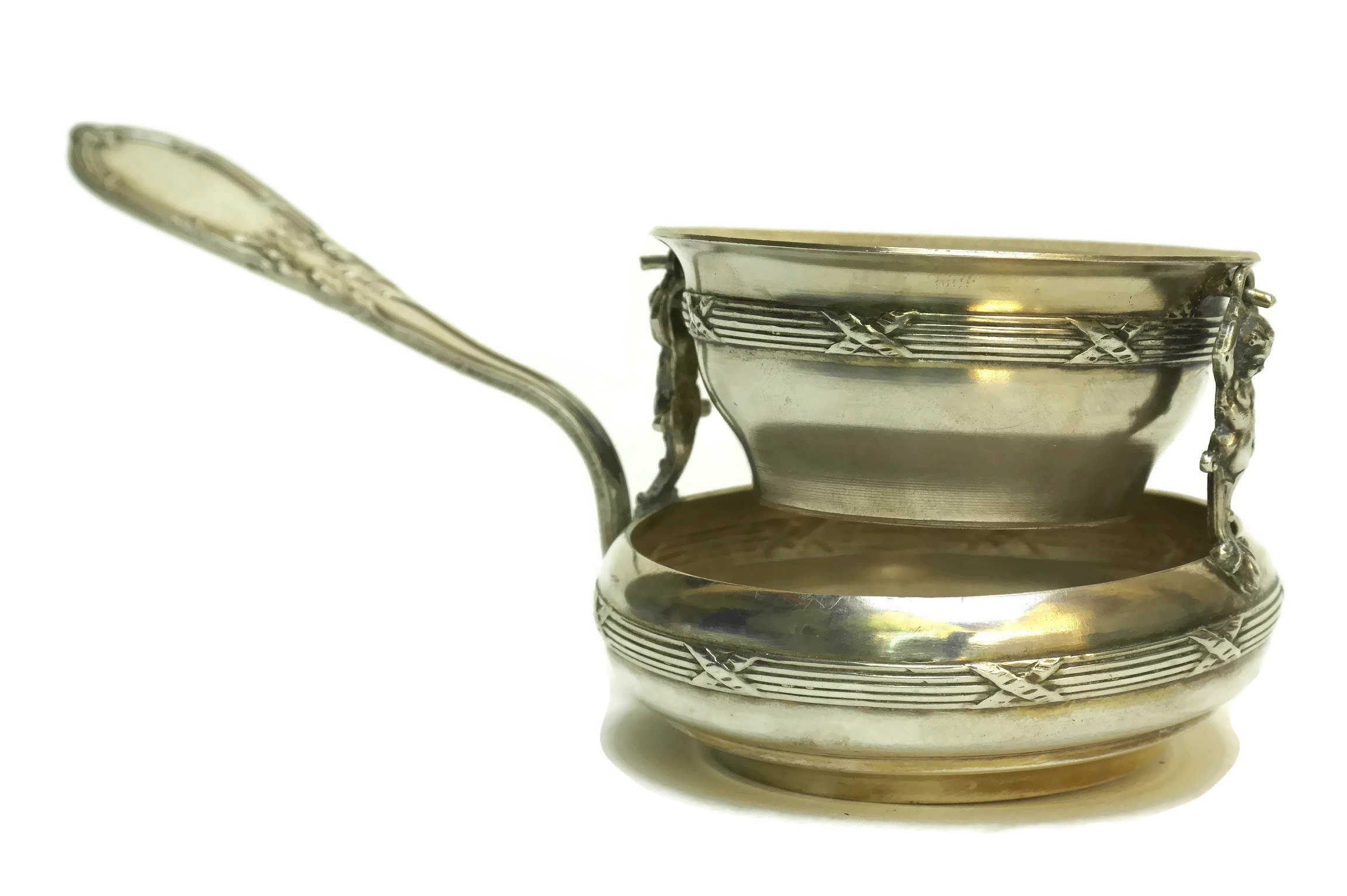 French Antique Silver Tea Strainer with Cherub Figurines. Tea Lover
