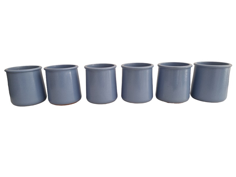 Set of 6 Vintage French Lavender Terracotta Yoghurt Jars