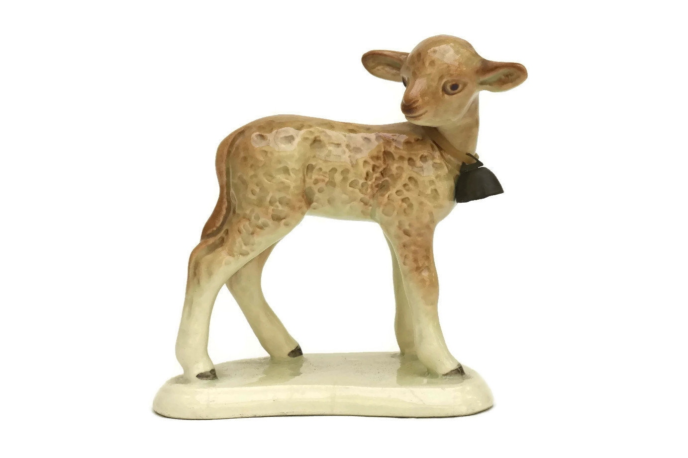 Vintage French Easter Lamb Figurine, Pottery Animal Art Figure
