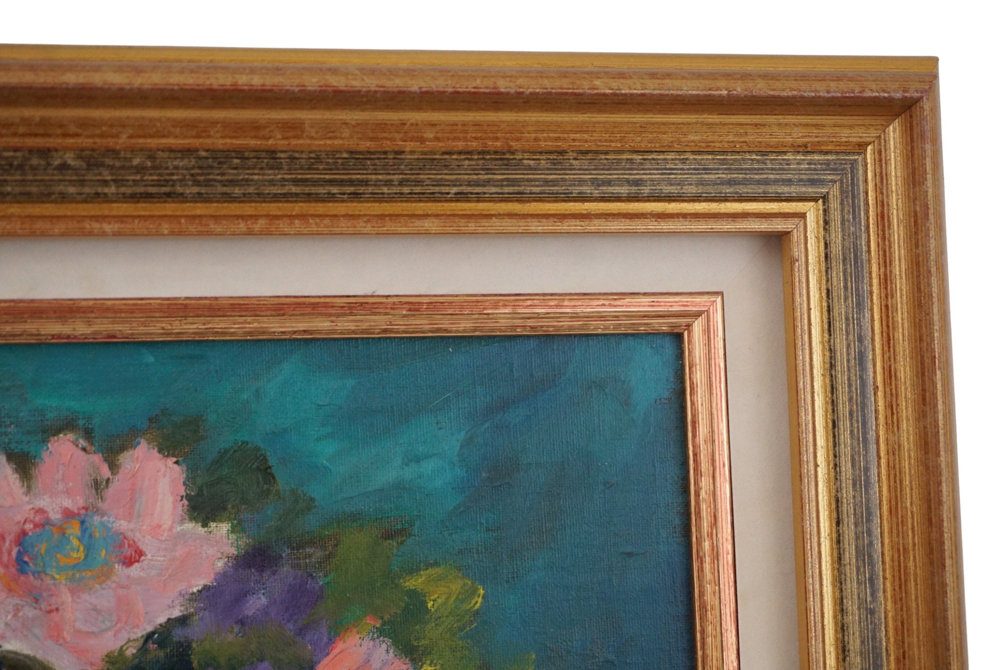 Flower Still Life Oil Painting, French Country Floral Arrangement Art