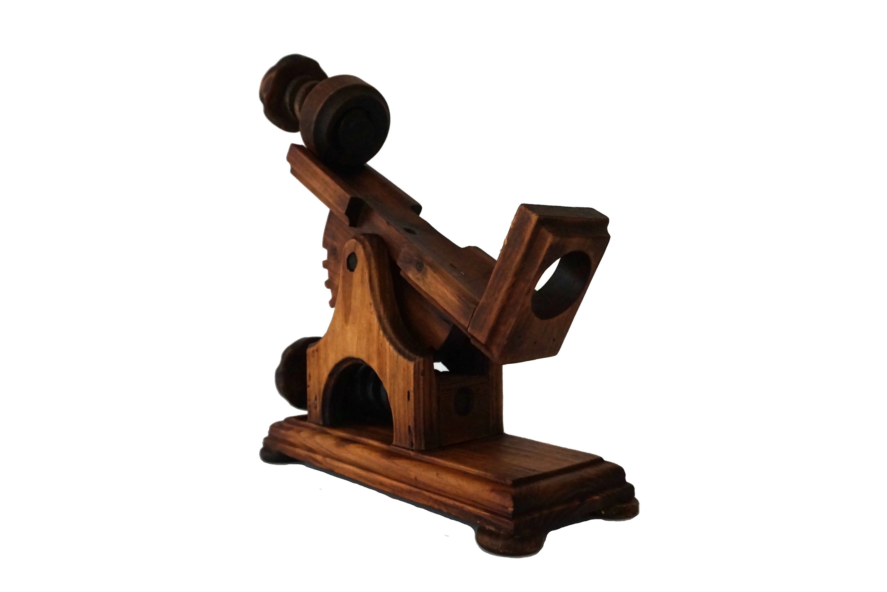French Wine Decanting Cradle, Hand Carved Wood Bottle Holder and Pourer