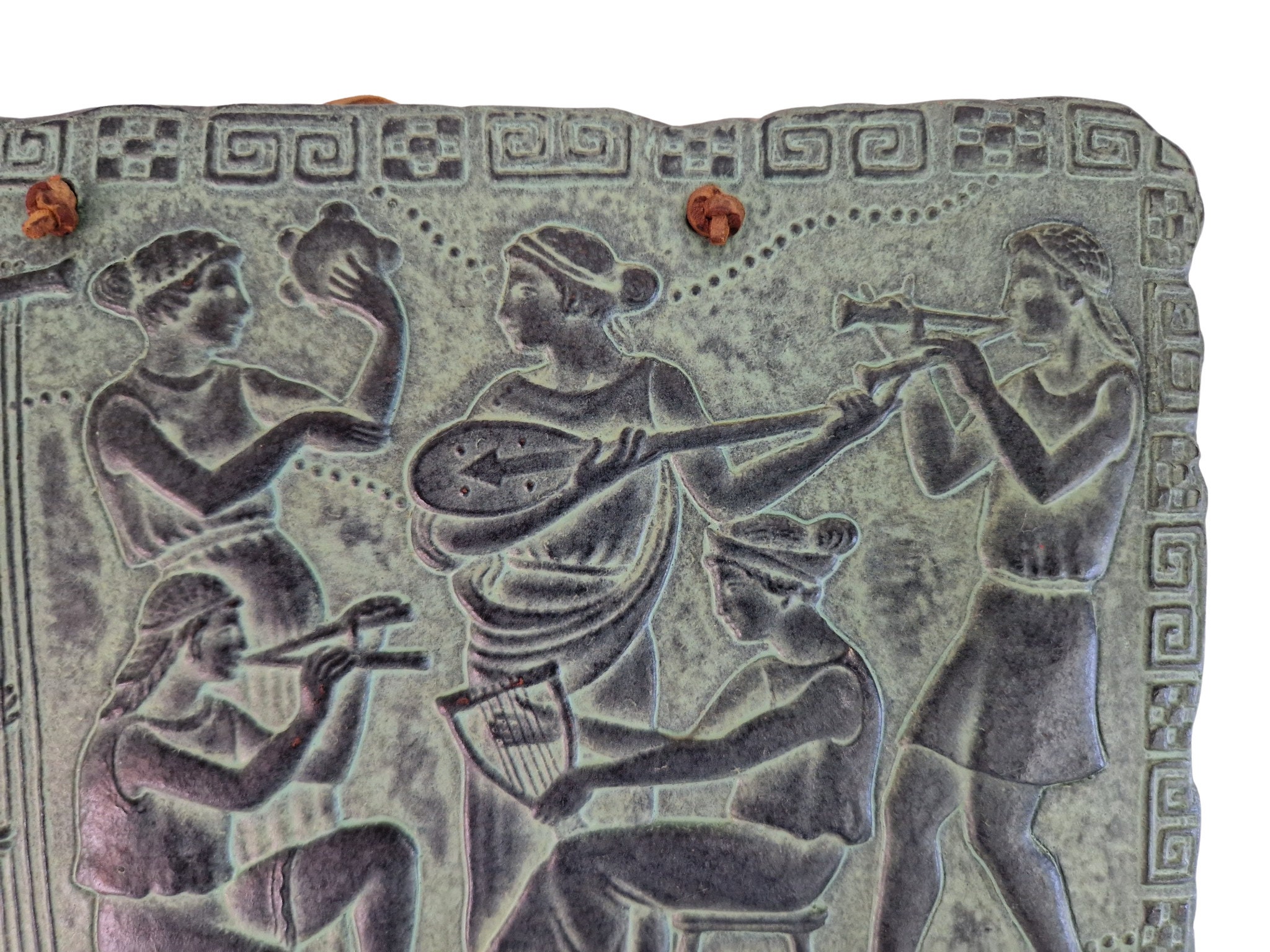 Ancient Greek Style Wall Hanging with Musicians, Ceramic Plaque with