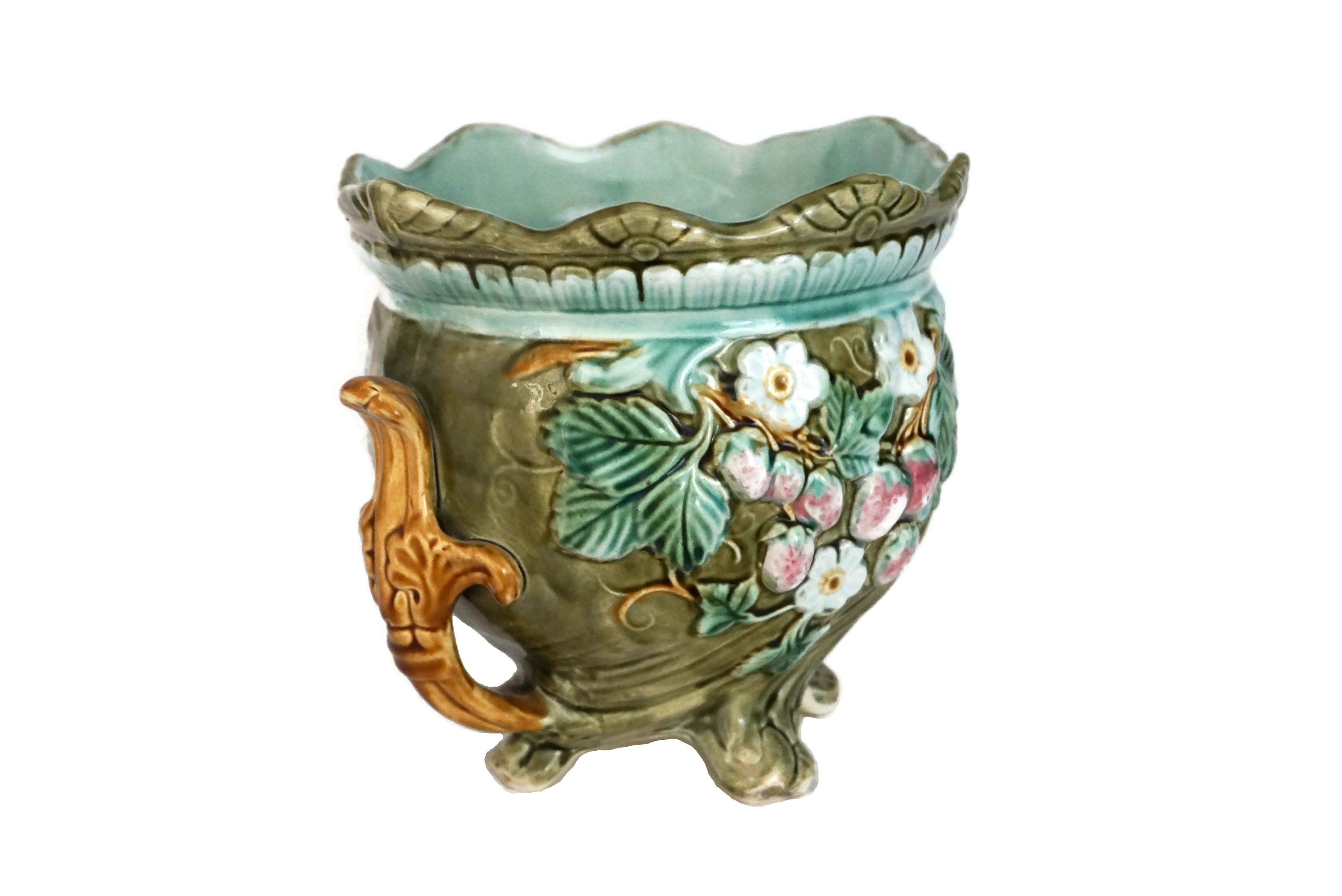vintage majolica planters
