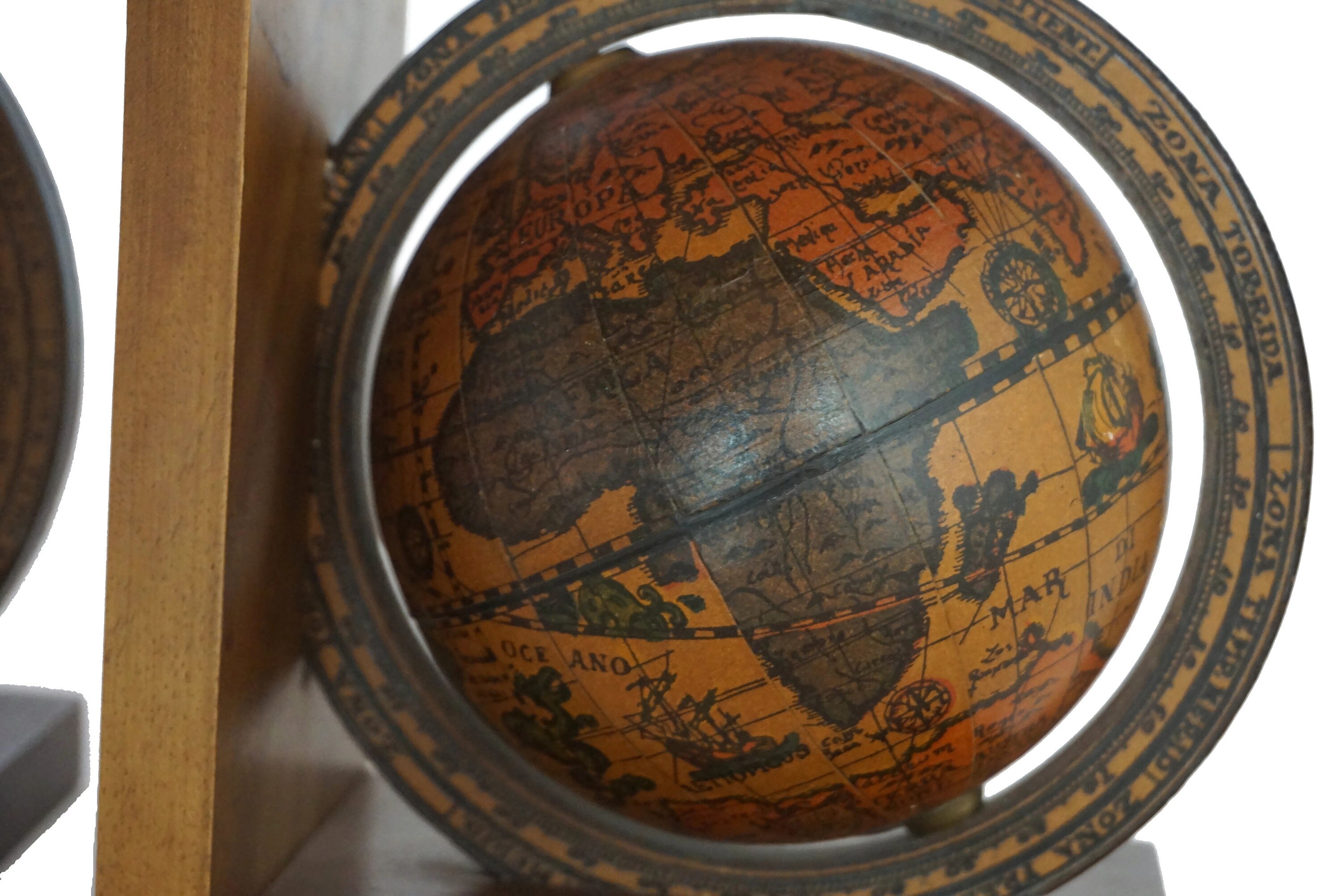World Globe Wooden Bookends, Earth Map Desk and Office Decor