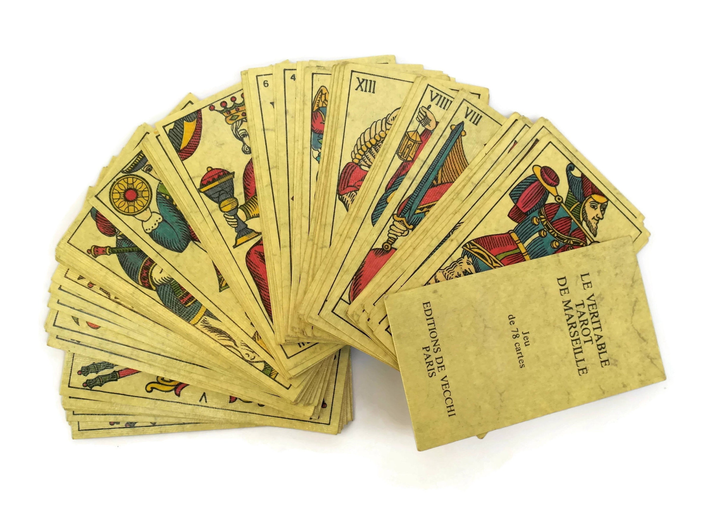 Vintage French Tarot de Marseille Fortune Telling Cards. De Vecchi Tarot Cards.