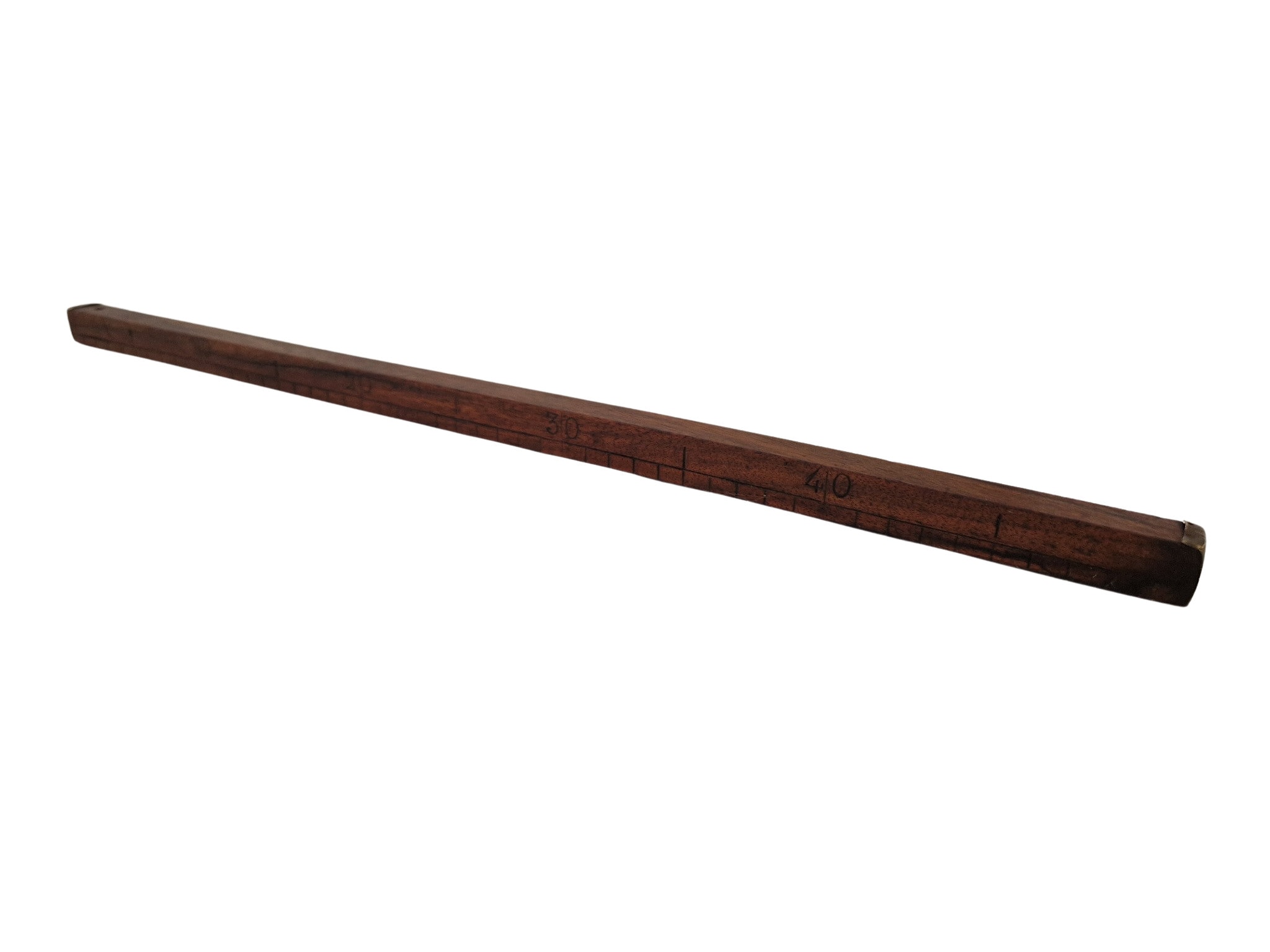 Antique French Half Meter Wooden Stick Ruler, 50 cm Wood and Brass Square  Yardstick