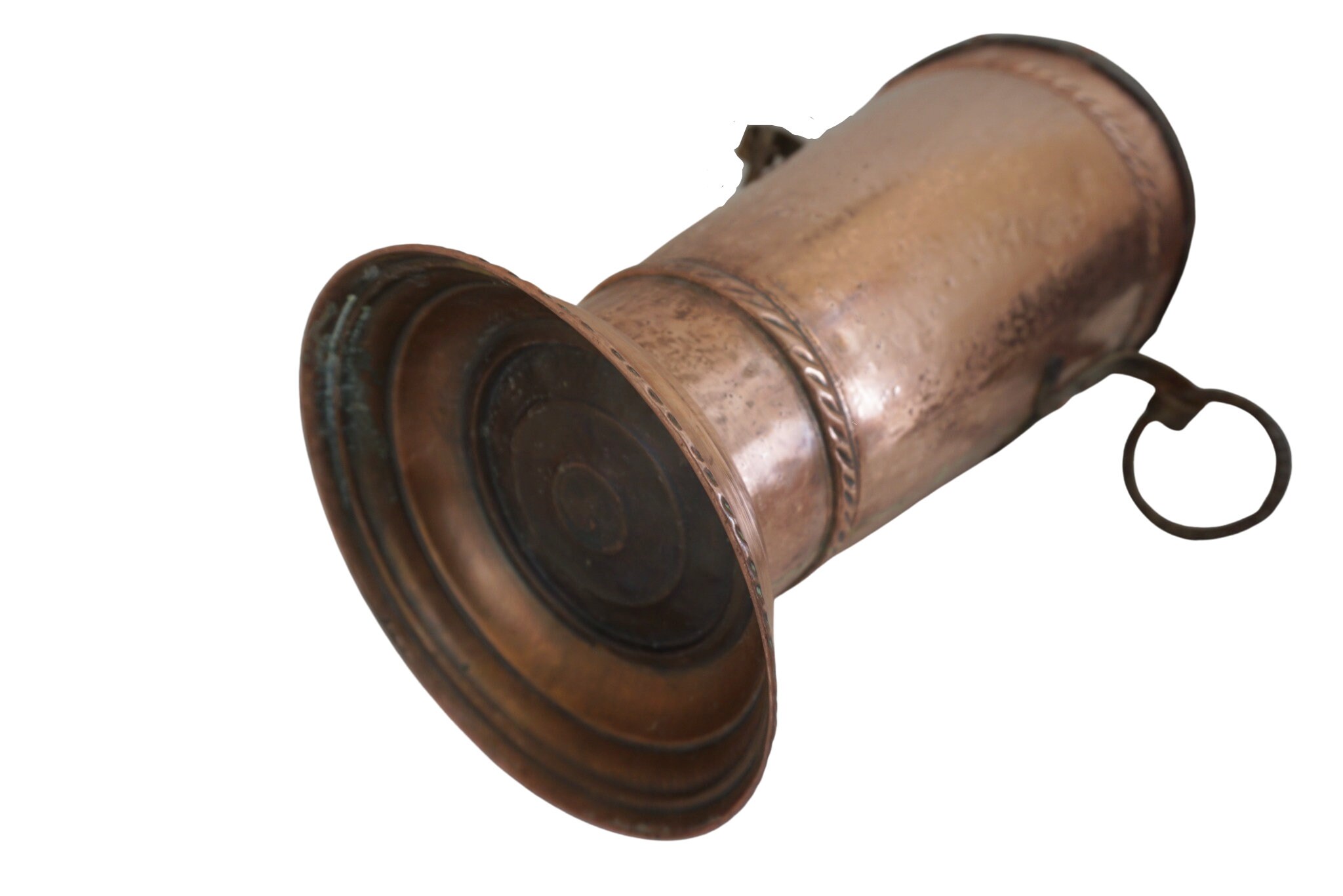 Antique French Copper Umbrella Stand with Wrought Iron Handles, Walking