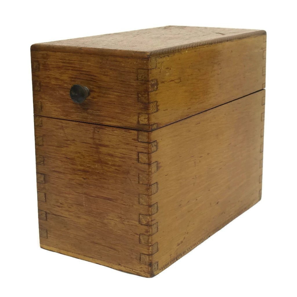 Antique Wood Filing Box.