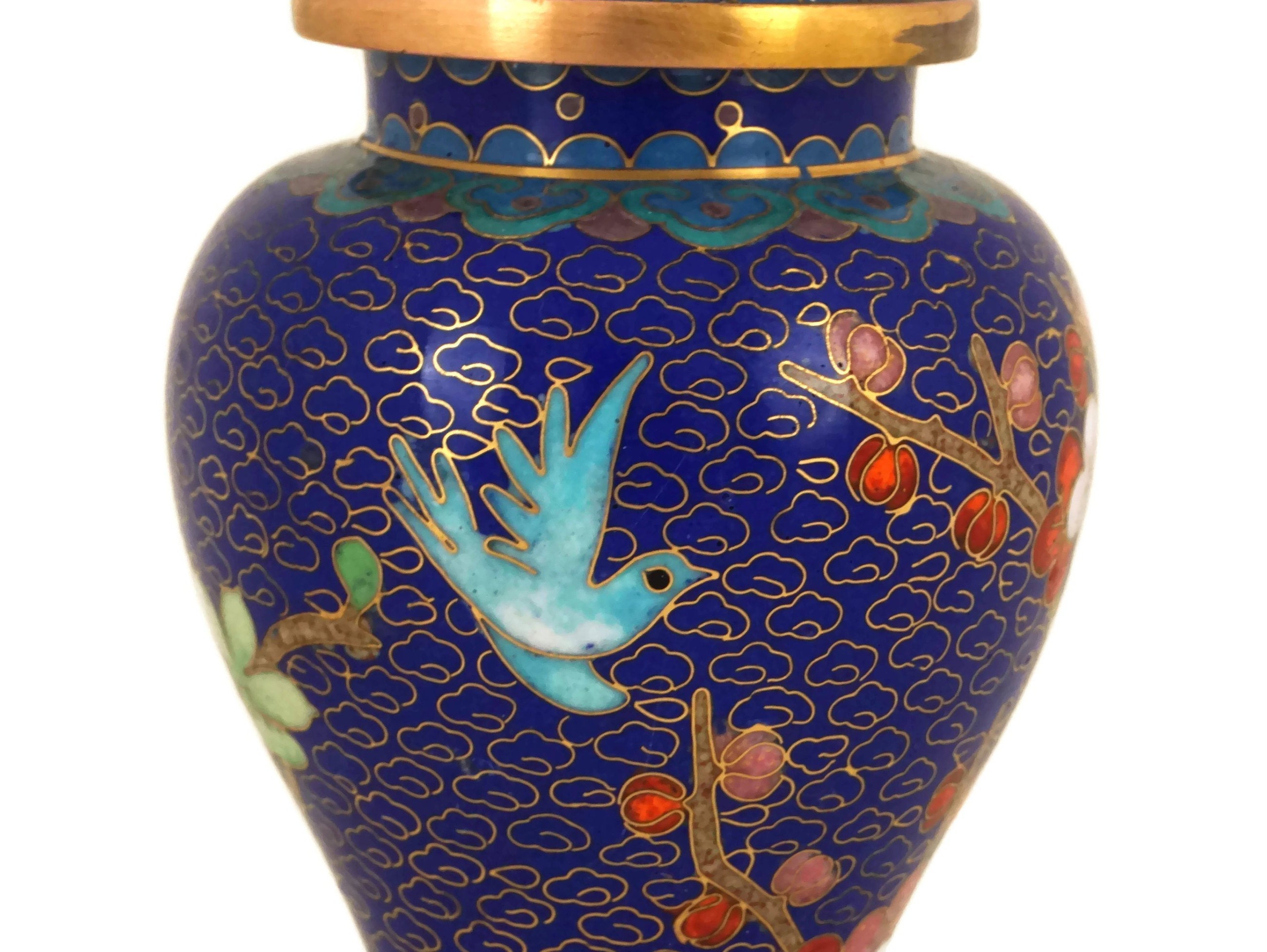 Vintage Cloisonne Vase with Lid