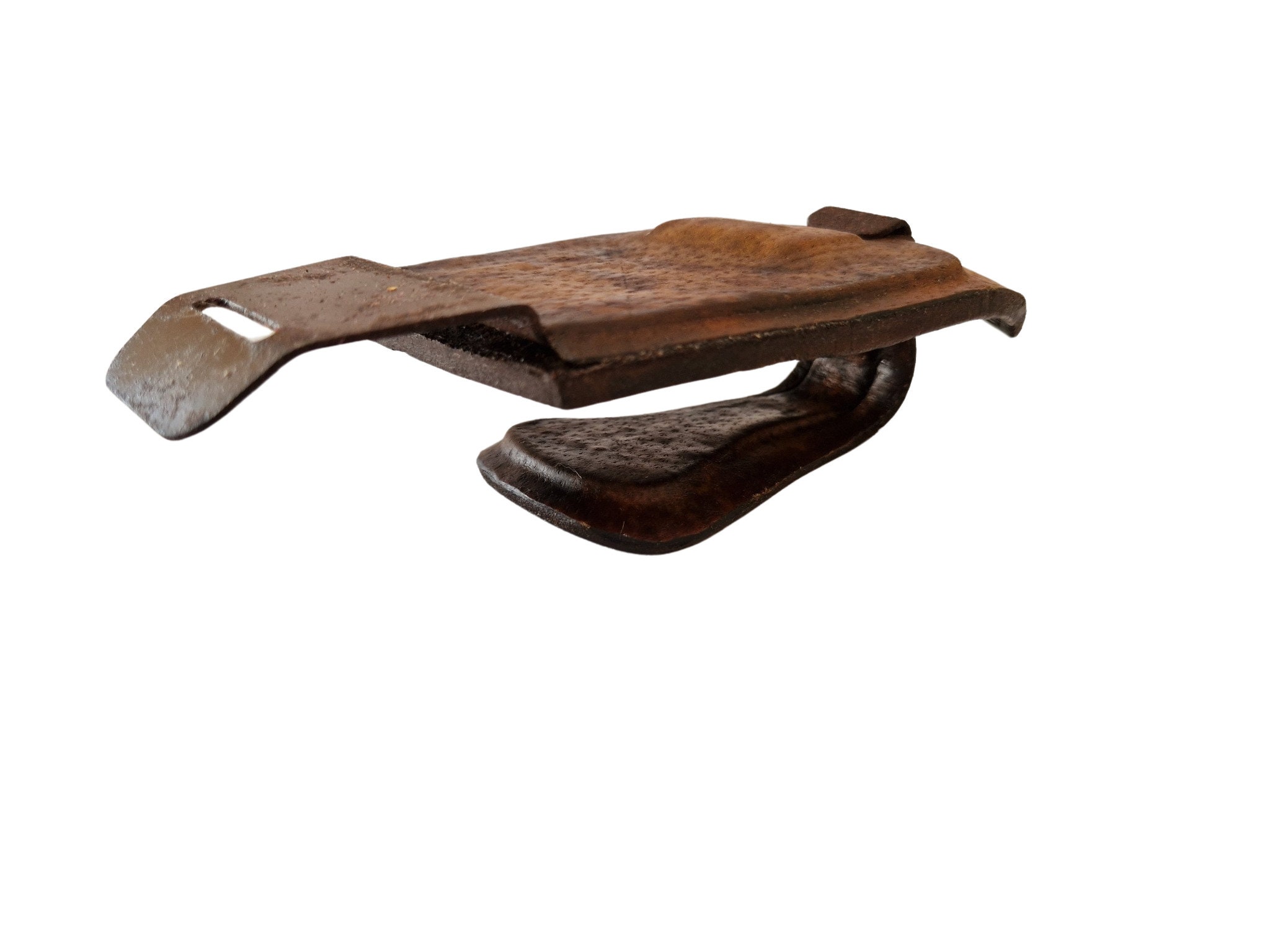 Vintage Leather Rifle Wall Mount Brackets, Pair of Gun Rack Hooks