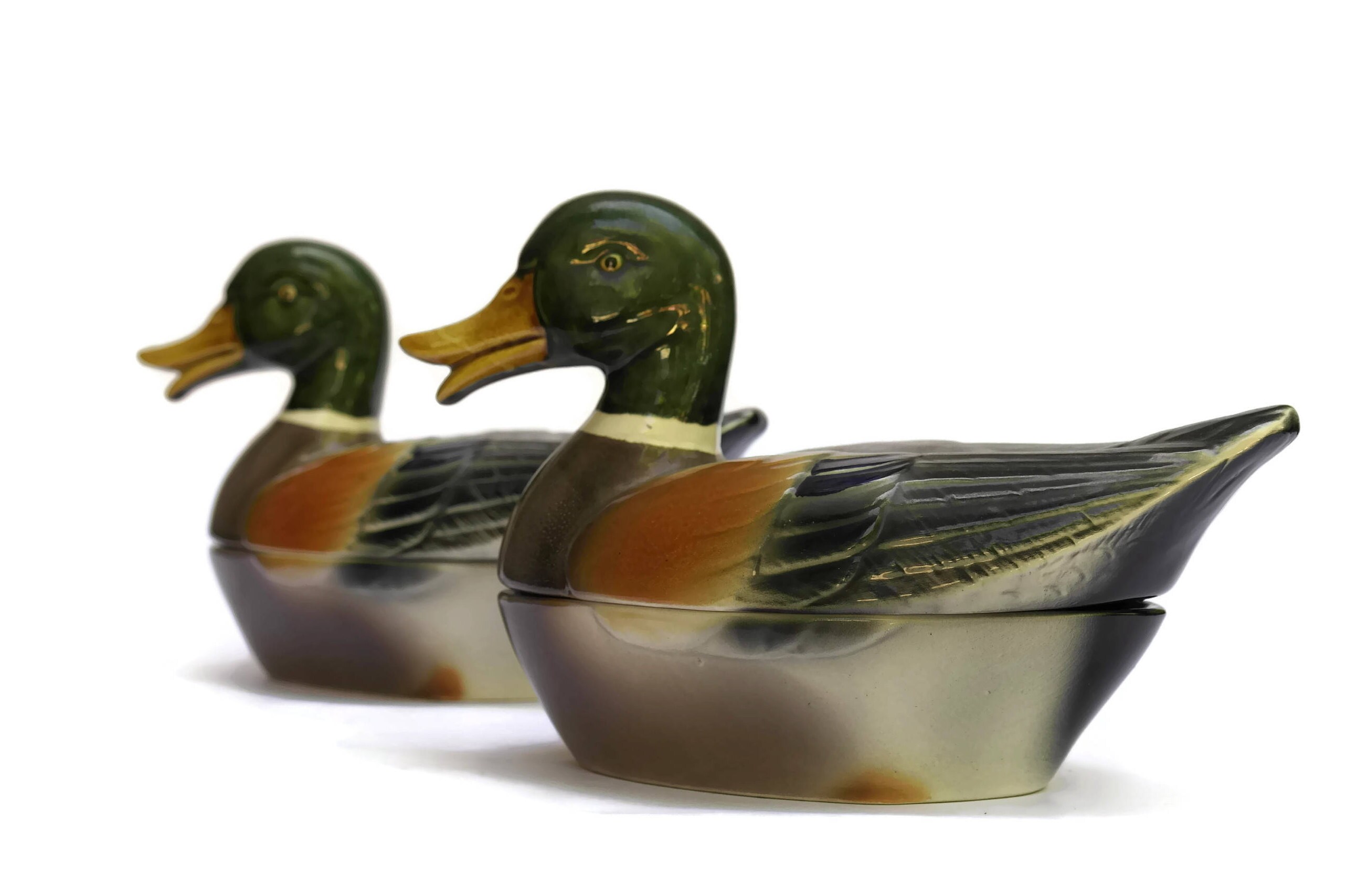 Pair of Majolica Duck Tureens. V