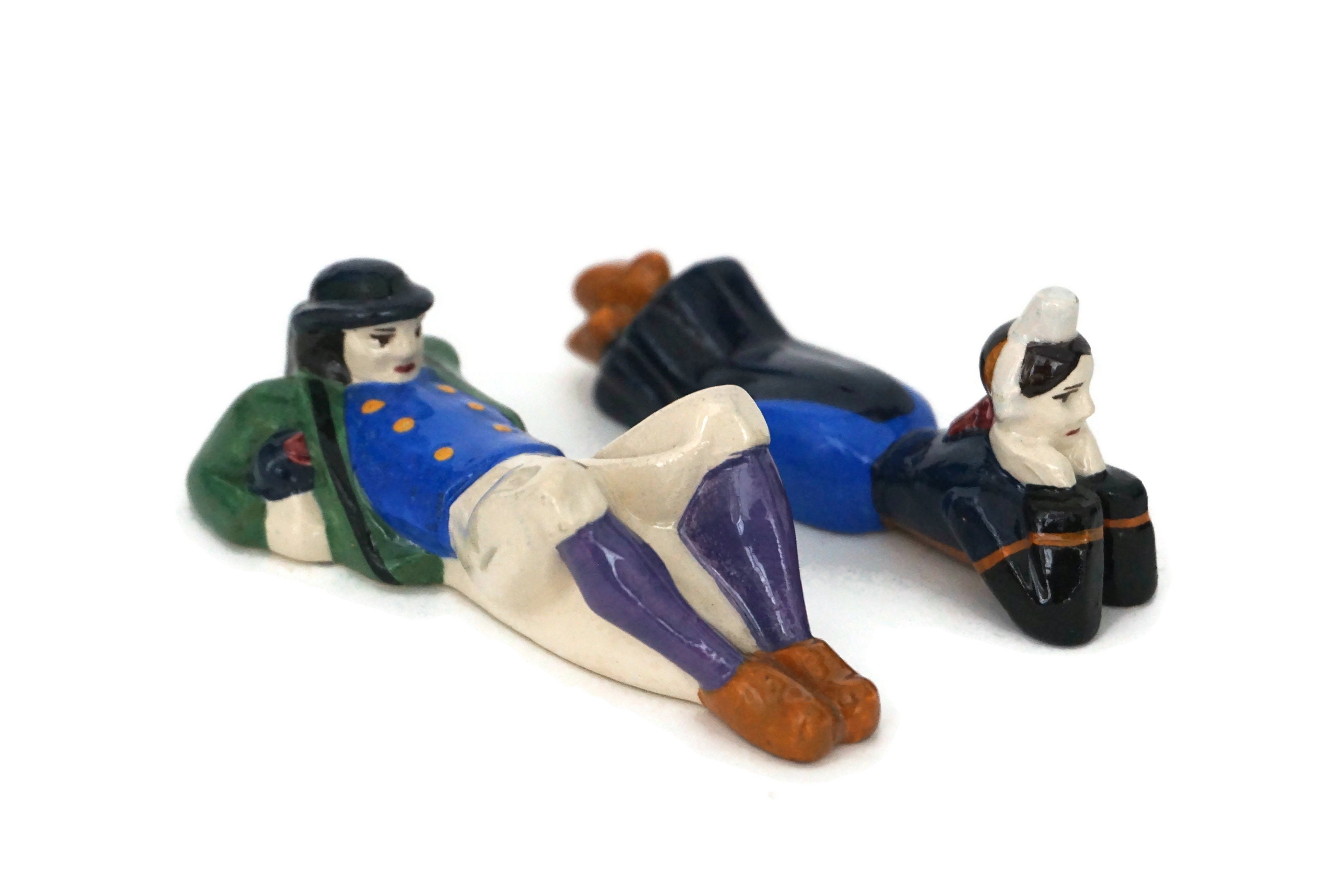 Henriot Quimper Pottery Knife Rests by Charles Maillard, French Breton