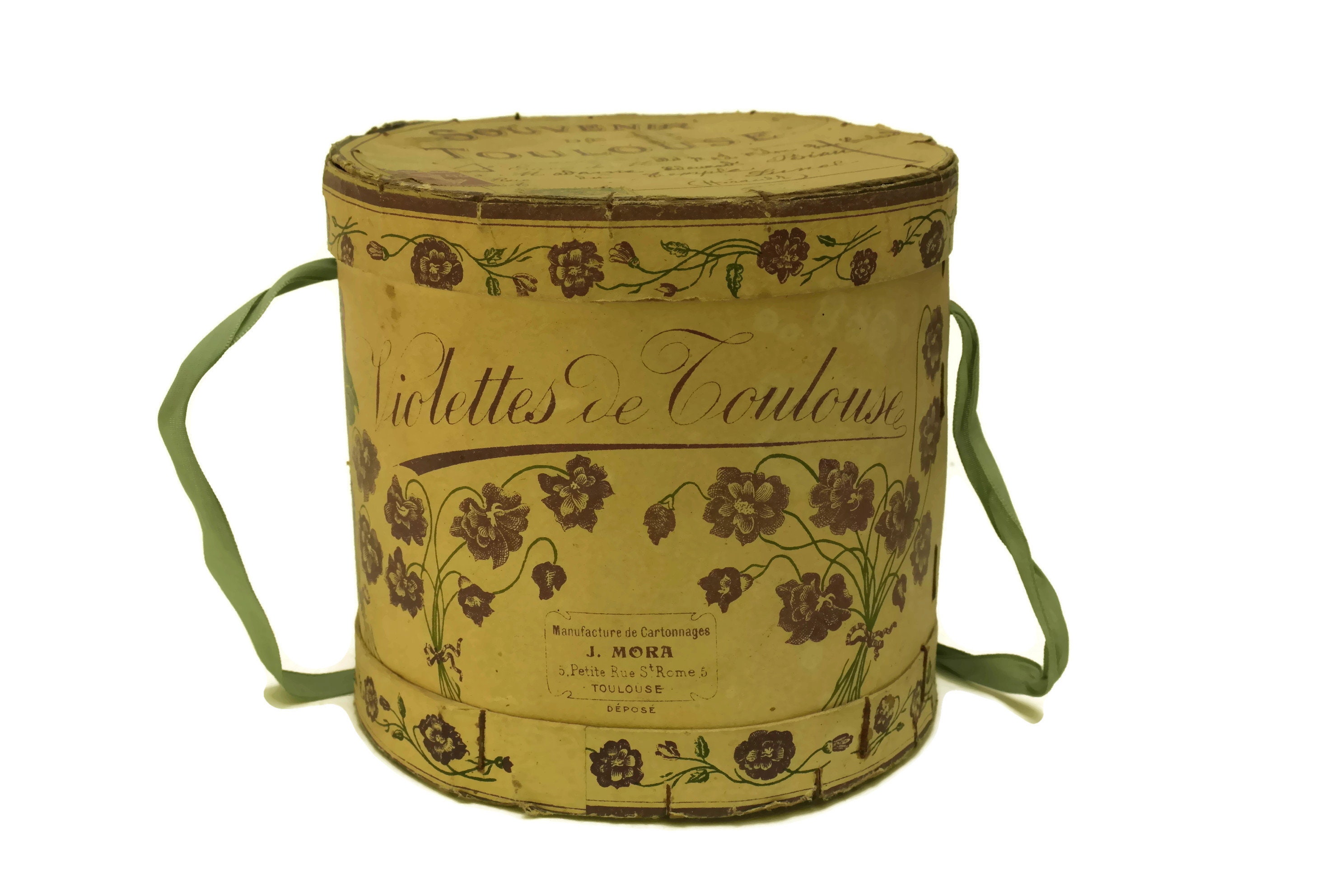 Antique French Candy Box. Violettes de Toulouse Candied Flower Bonbon
