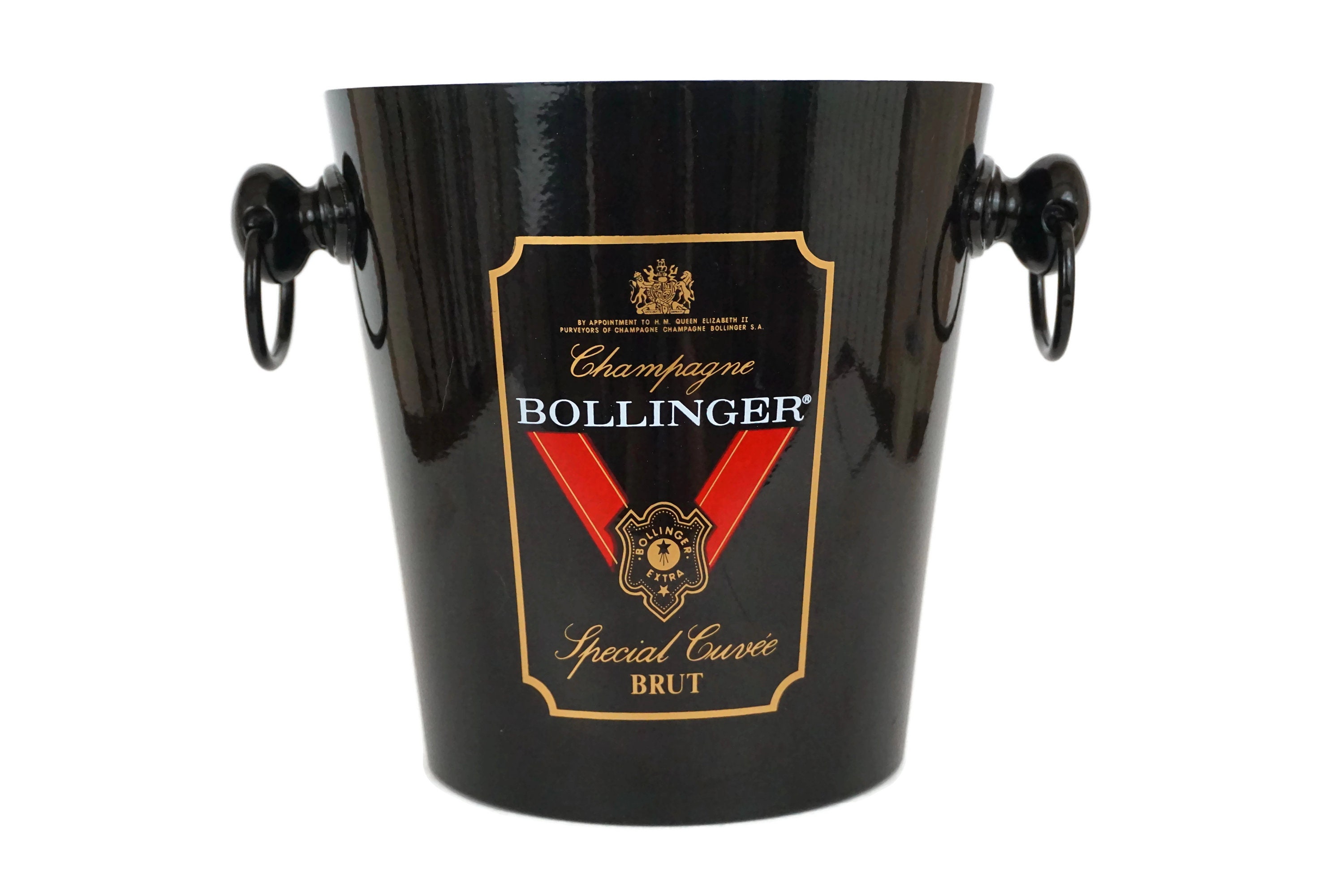 Vintage French Bollinger Champagne Bucket, Black Enamel Ice Cooler