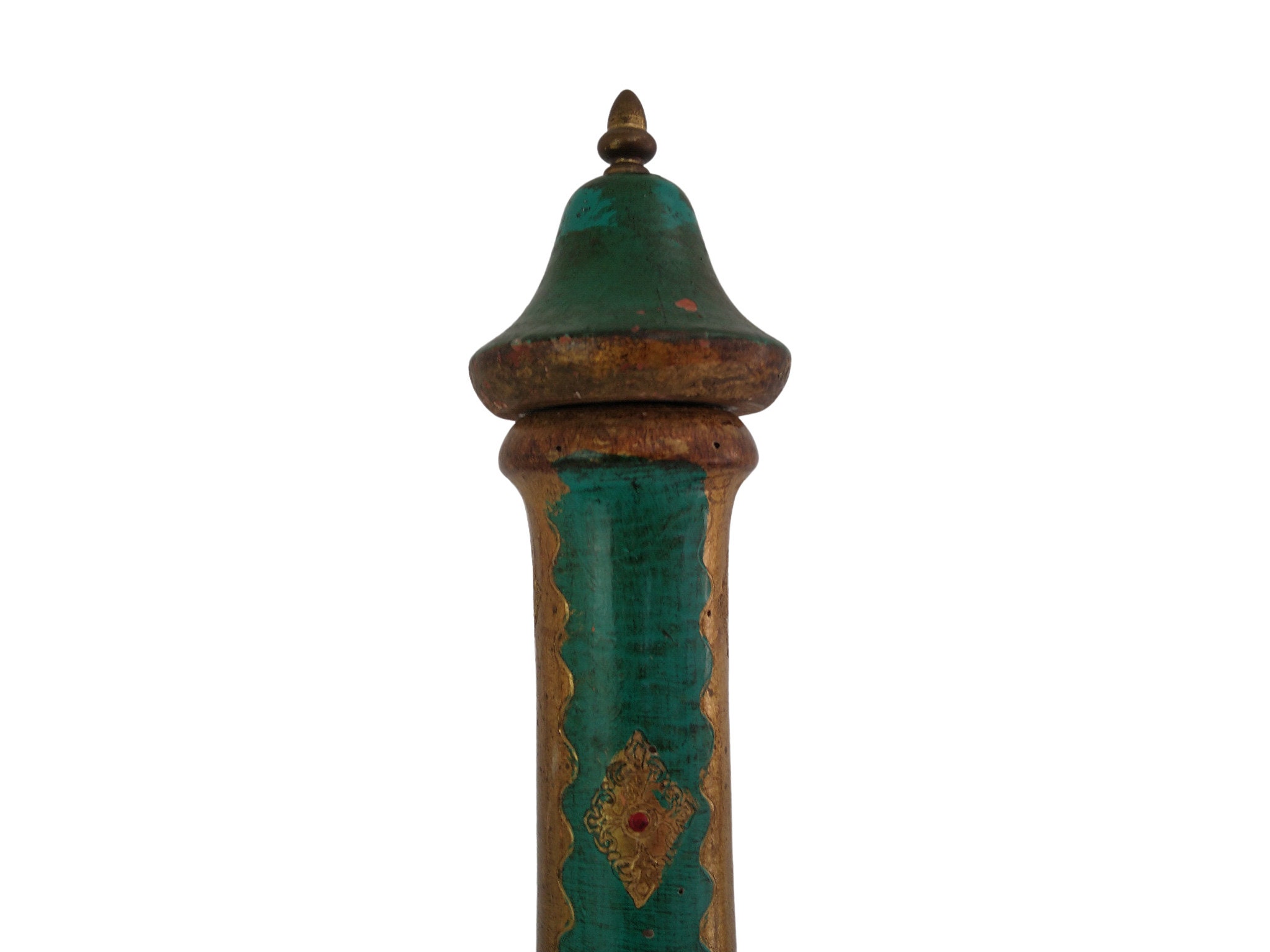 Large Wooden Florentine Pepper Grinder Mill, Mid Century Italian Table