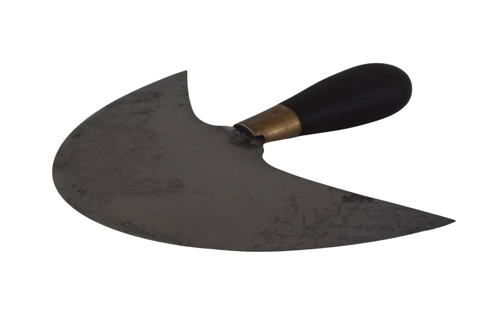 Antique French Leather Round Knife by Blanchard, Half Moon Cobbler