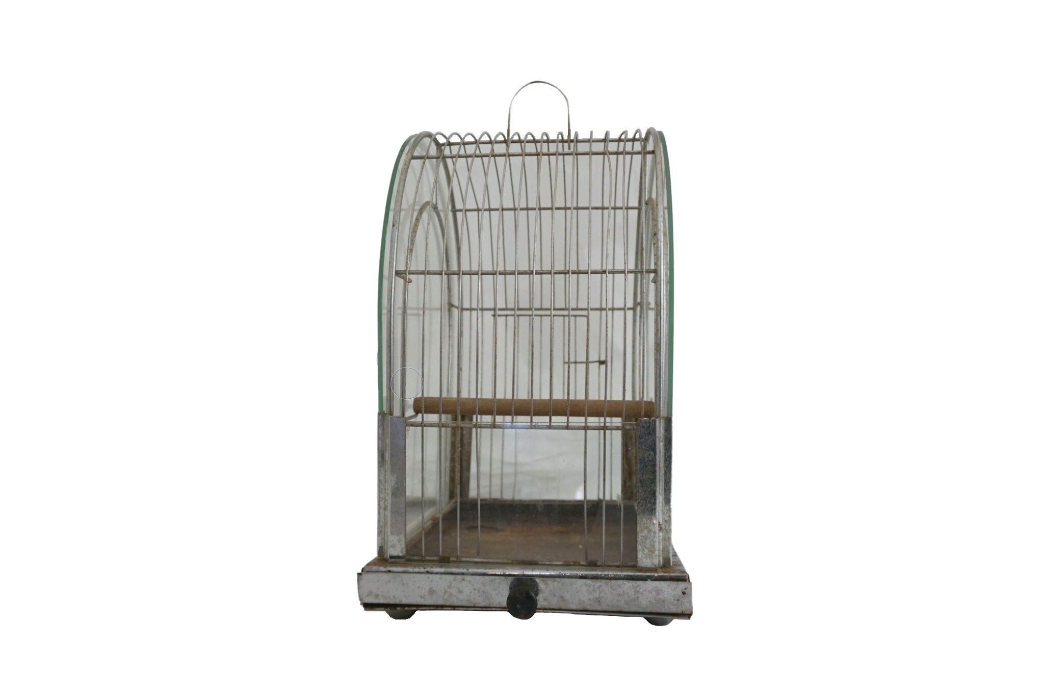 RESERVED for Terri. Art Deco Metal and Glass Bird Cage