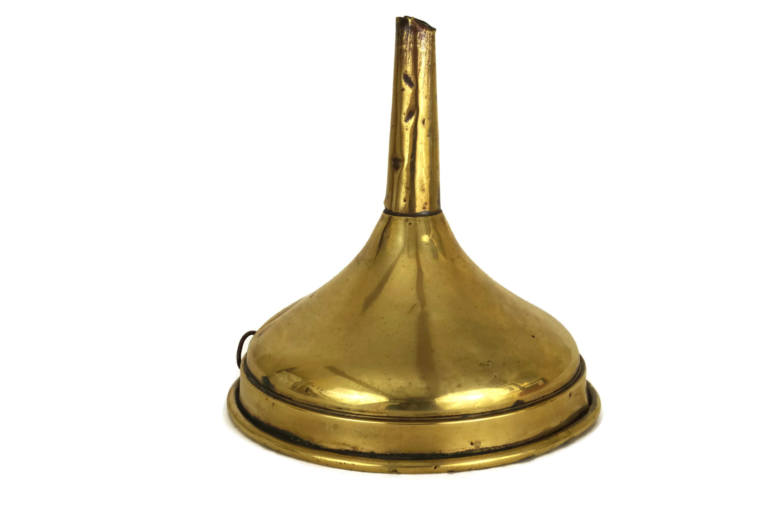 Antique French Brass Funnel, Rustic Country Kitchen Decor
